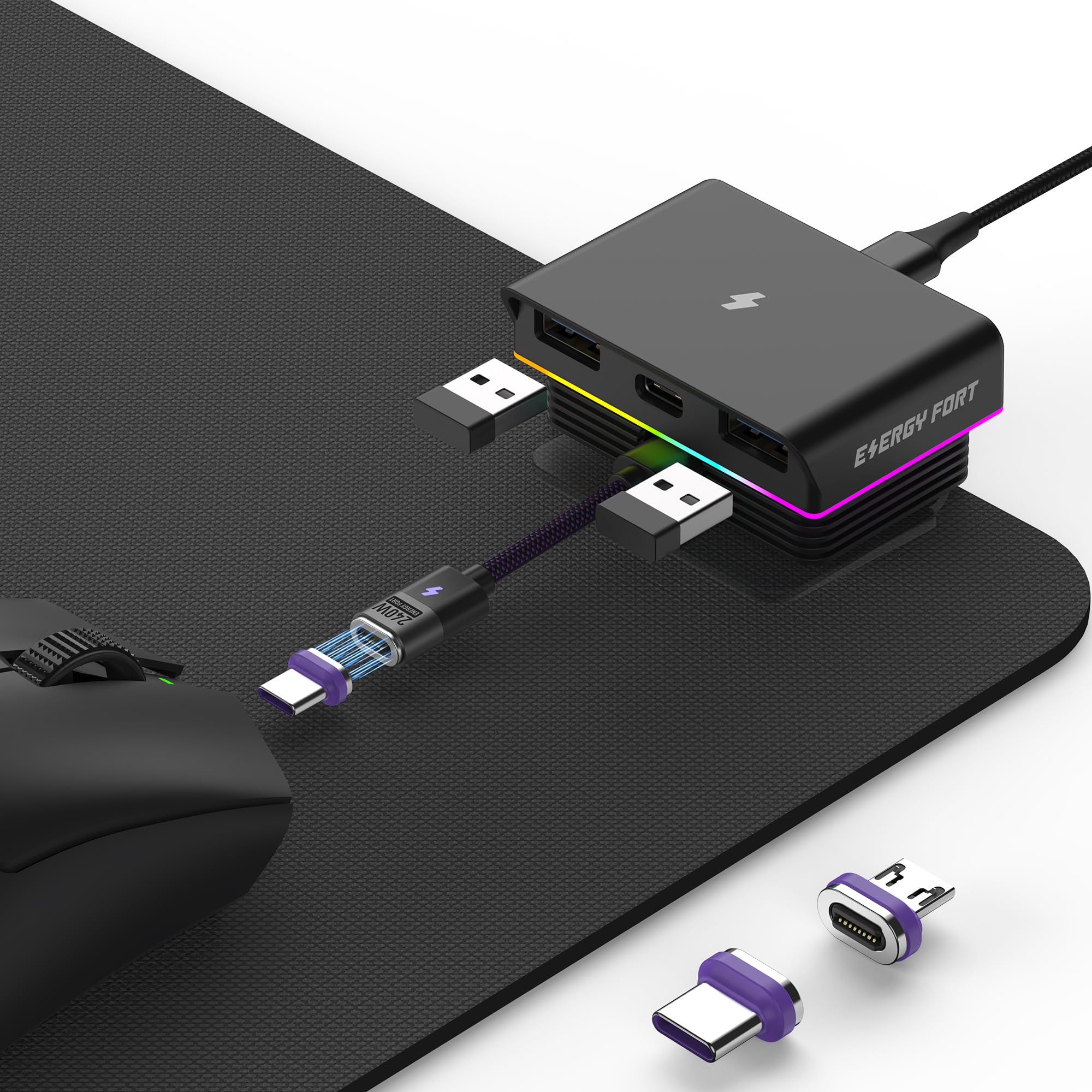 Wireless Magnetic Charging Dock for Logitech G Pro X Superlight 2 & Razer Viper V3 Pro (2024) - Universal USB-C RGB Gaming Mouse Charger with Desktop Stand | Perfect for Gaming Setup, Office Workstation & Man Cave Accessories