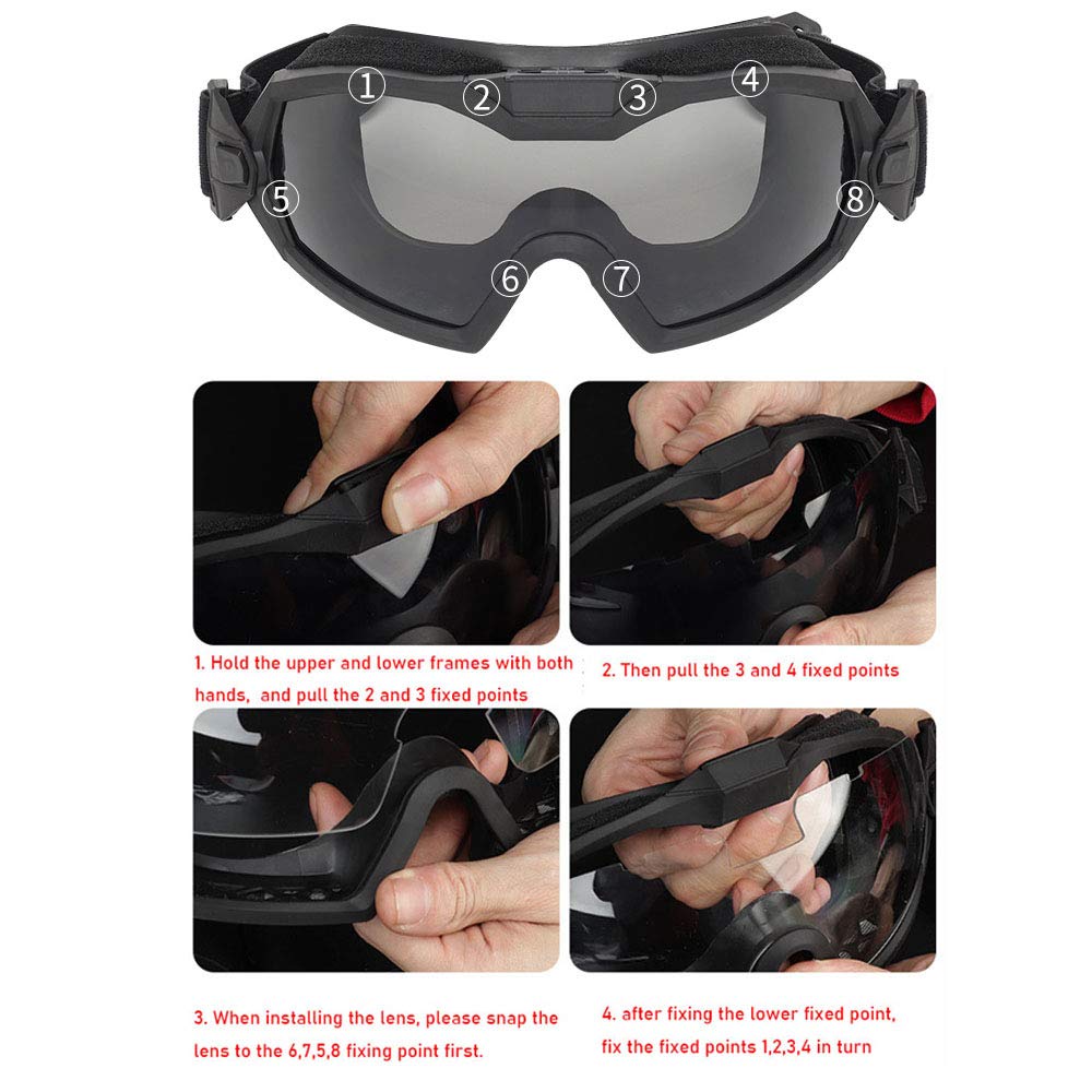 Tactical Airsoft Goggles with Built-in Fan & Anti-Fog Coating - Dual Lens System for Clear Vision - Perfect for Airsoft, Paintball & Outdoor Sports