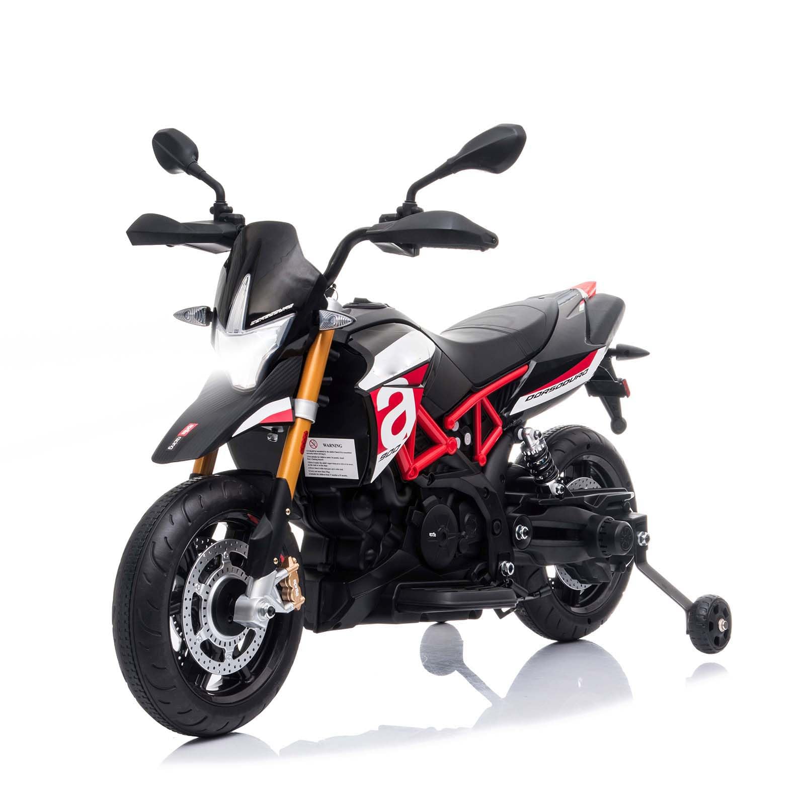 12V Kids Electric Motorcycle Ride-On Toy with Training Wheels, Spring Suspension, LED Lights, Sounds & Music - Battery Powered Dirt Bike for Boys & Girls (Red) - Perfect for Outdoor Play, Birthday Gifts & Backyard Adventures