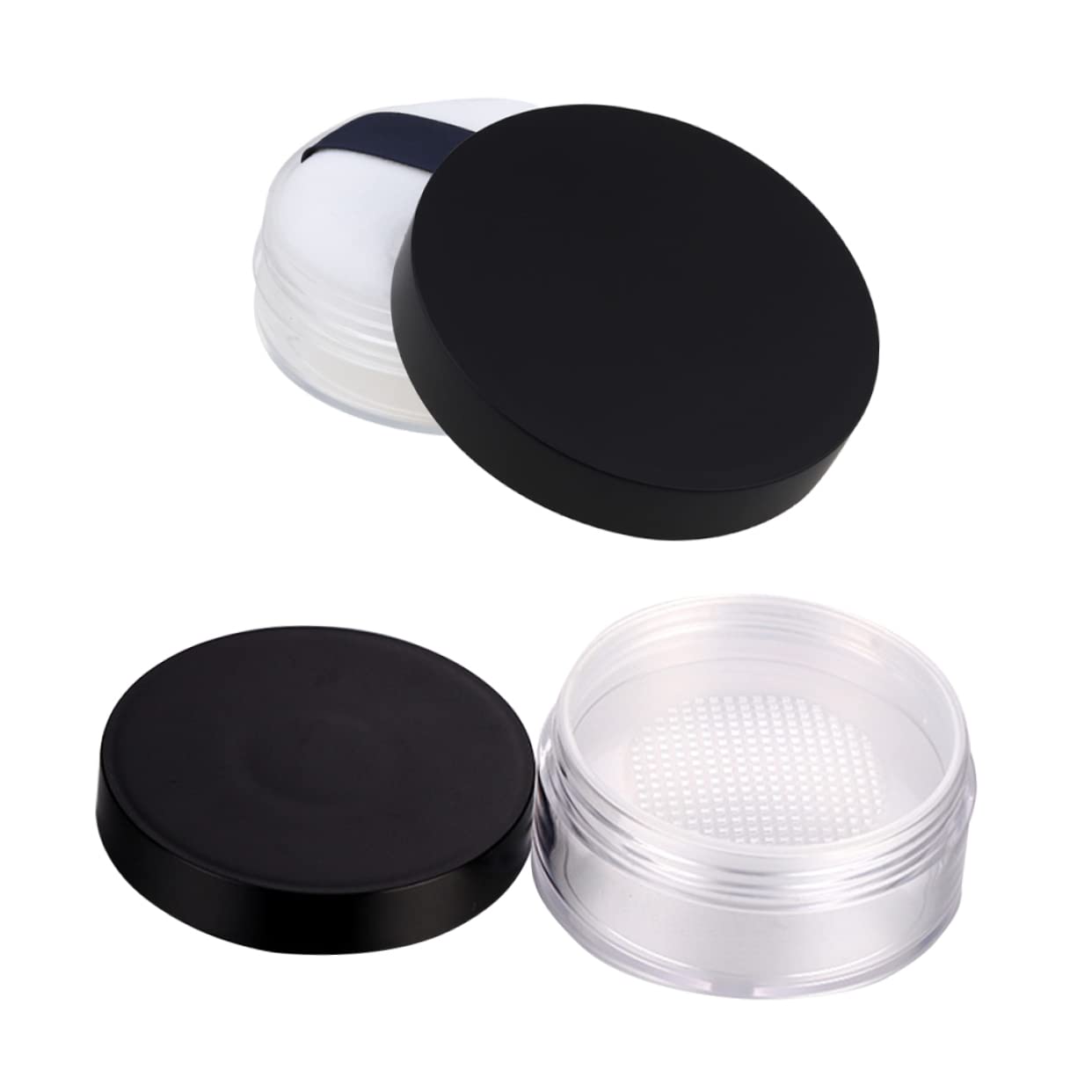 Minkissy 1 Set Kids Makeup Powder Box with Sponges & Cream - Mini Sample Containers for Loose Powder, Cosmetic Storage Case - Perfect for Travel, Birthday Gifts & Makeup Practice