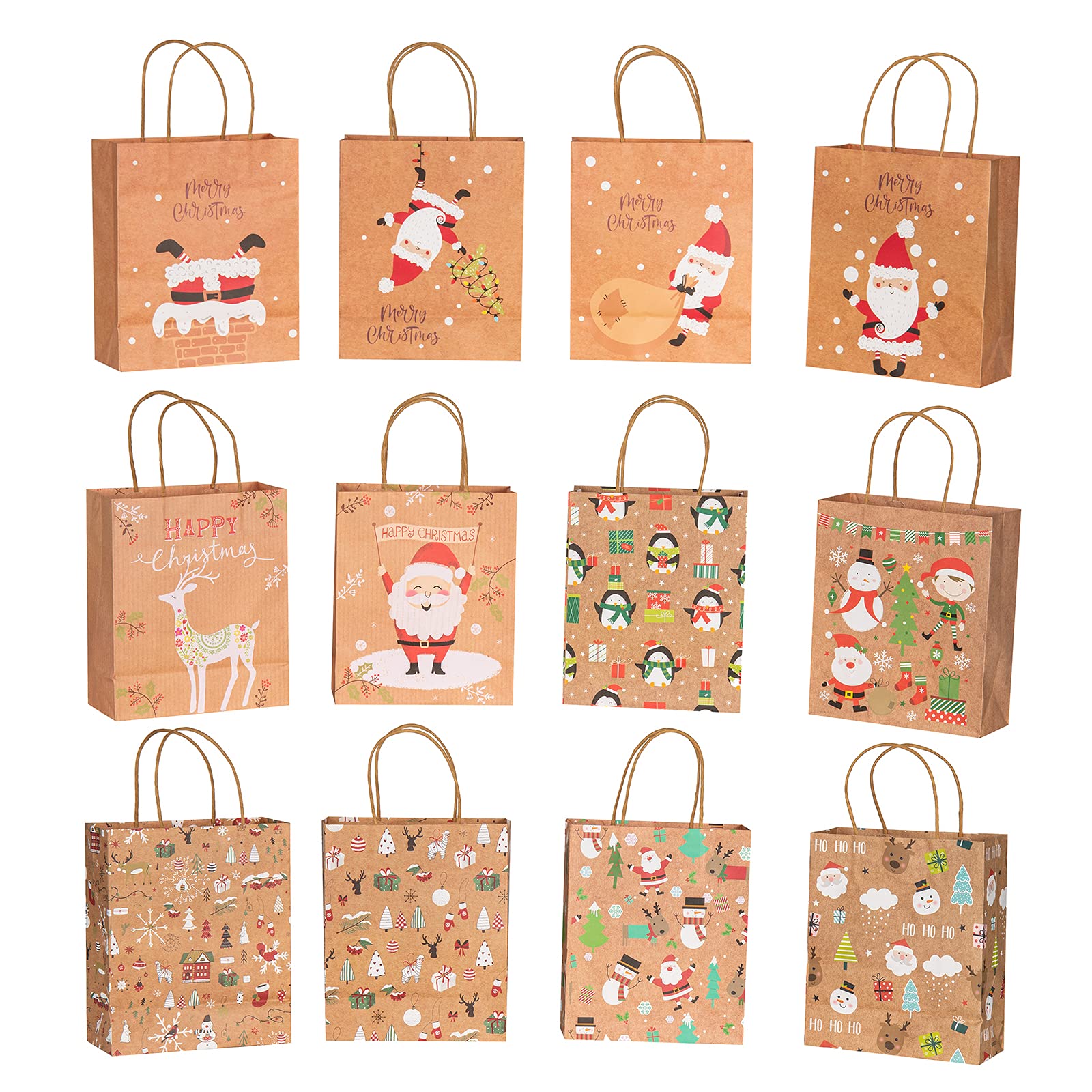24-Pack Reusable Christmas Gift Bags - Eco-Friendly Craft Paper Gift Boxes for Presents, Candies & Cookies | Perfect for Holiday Wrapping, Party Favors & Xmas Decorations