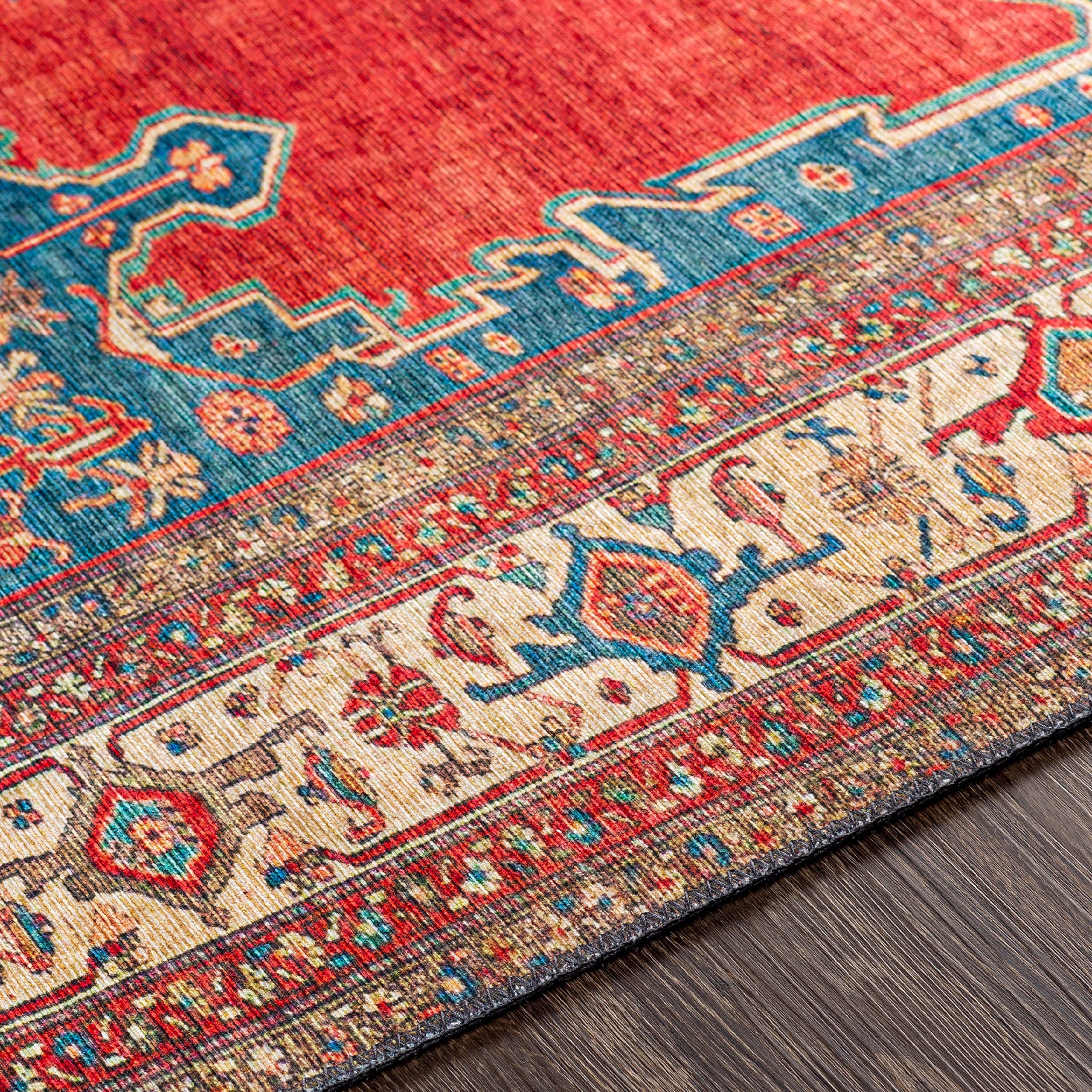 Mark&Day 9x12 Loosbroek Traditional Bright Red Area Rug - Red Blue Cream Carpet for Living Room, Bedroom, Kitchen | Soft & Durable Floor Covering for Home Decor (9' x 12') | Perfect for Cozy Living Spaces, Guest Rooms & Dining Areas