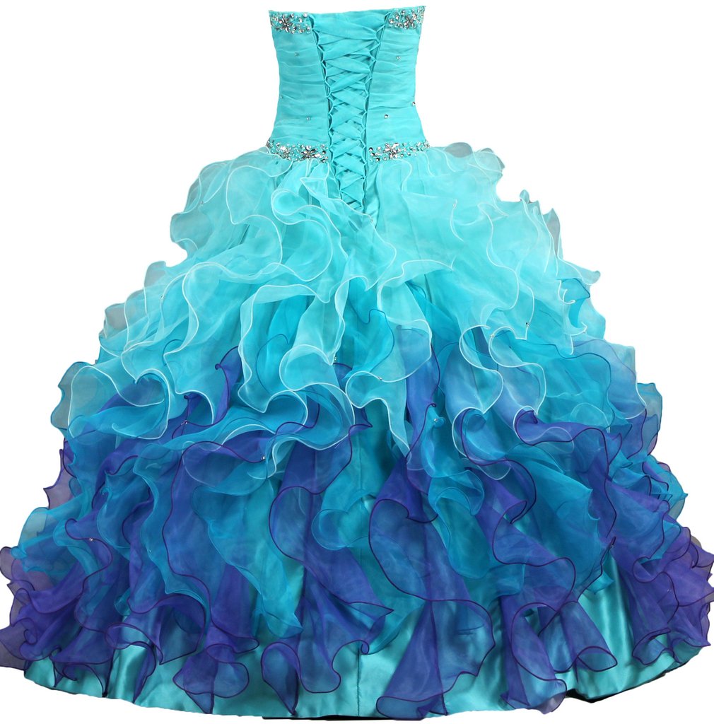 Elegant Strapless Rainbow Quinceañera Dress with Ruffles - Women's Prom Gown for Sweet 16, Homecoming & Special Occasions