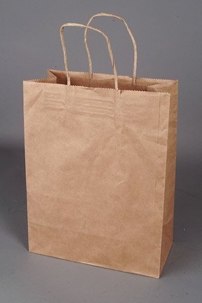 Eco-Friendly Brown Kraft Paper Shopping Bags with Twisted Handles - 1000pcs Bulk Pack (18