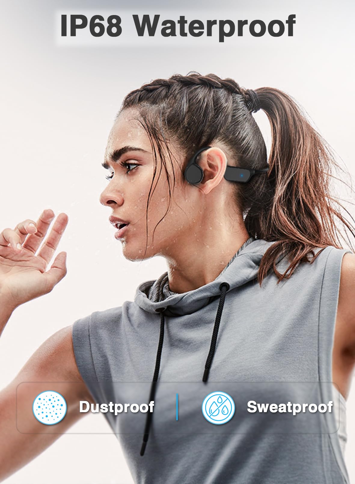 Wireless Bone Conduction Headphones Bluetooth 5.3 with IPX8 Waterproof - Perfect for Swimming, Running, Cycling & Driving - Sweatproof Open-Ear Sport Headset for Gym, Workout & Outdoor Activities