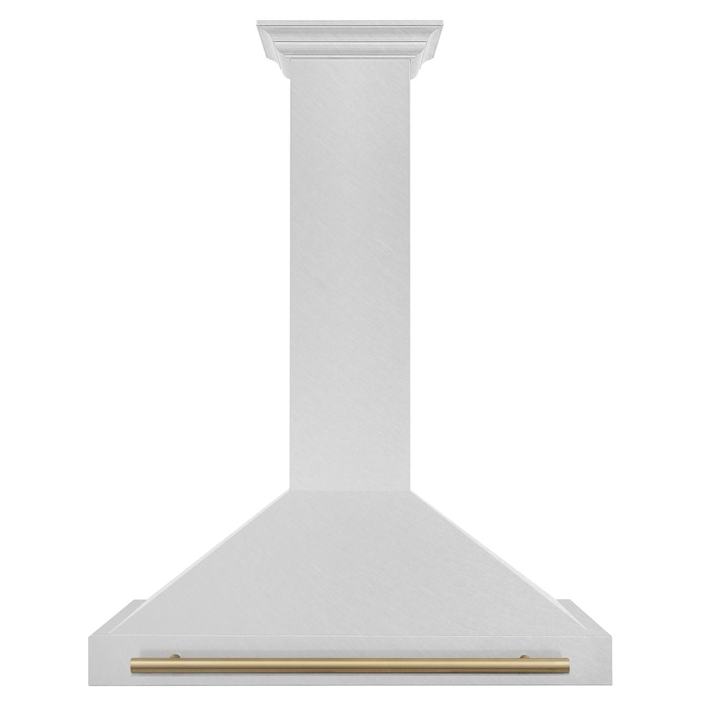 ZLINE KB4SNZ 36 CB Autograph Edition 36-inch Stainless Steel Wall Mount Range Hood with Convertible Design & Champagne Bronze Handle - Perfect for Modern Kitchens & Open-Concept Homes