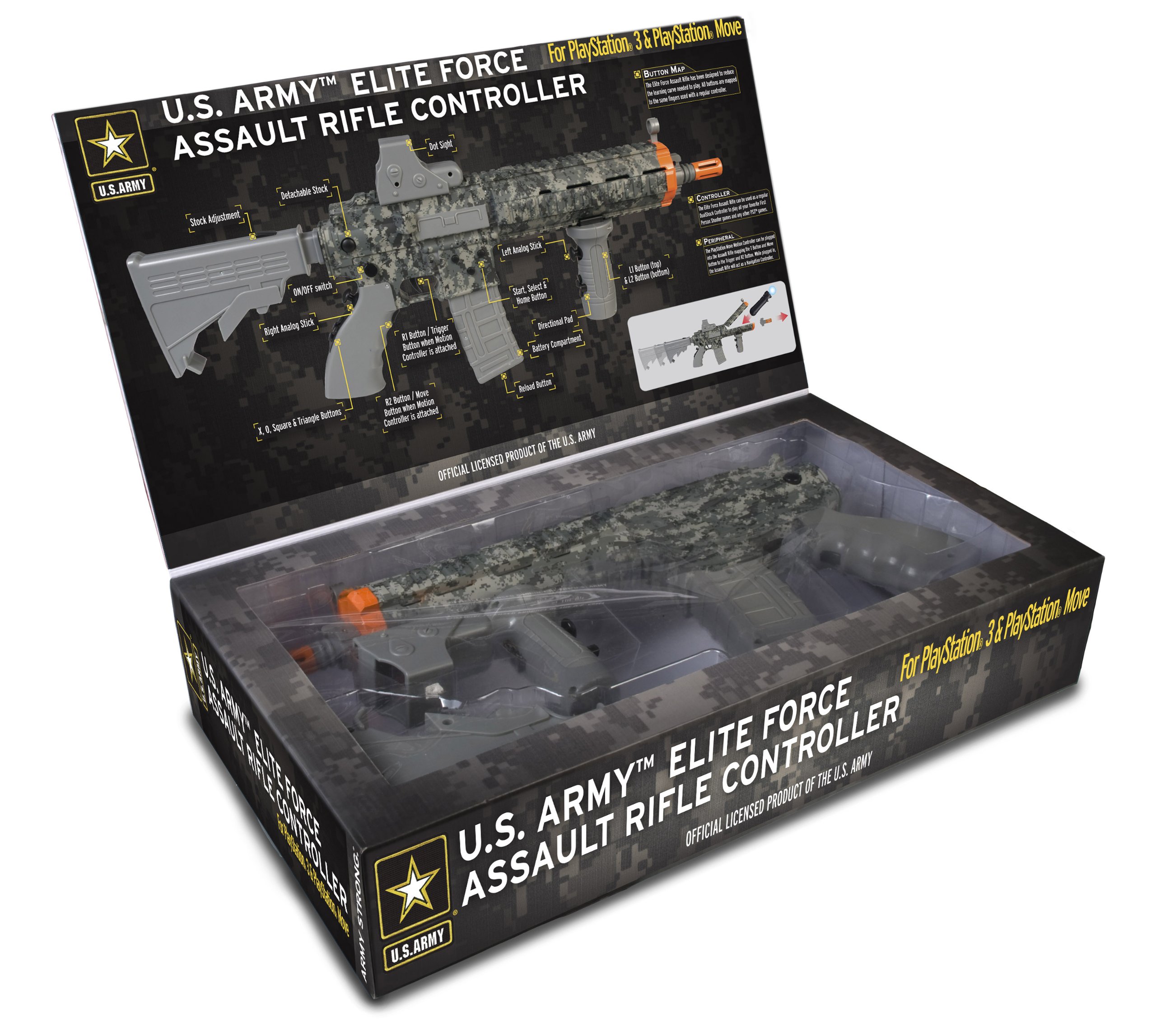PlayStation Move & PS3 U.S. Army Elite Force Assault Rifle Controller - Standard Edition for PlayStation 3 | Tactical Gaming Accessory for FPS & Military Simulation Games