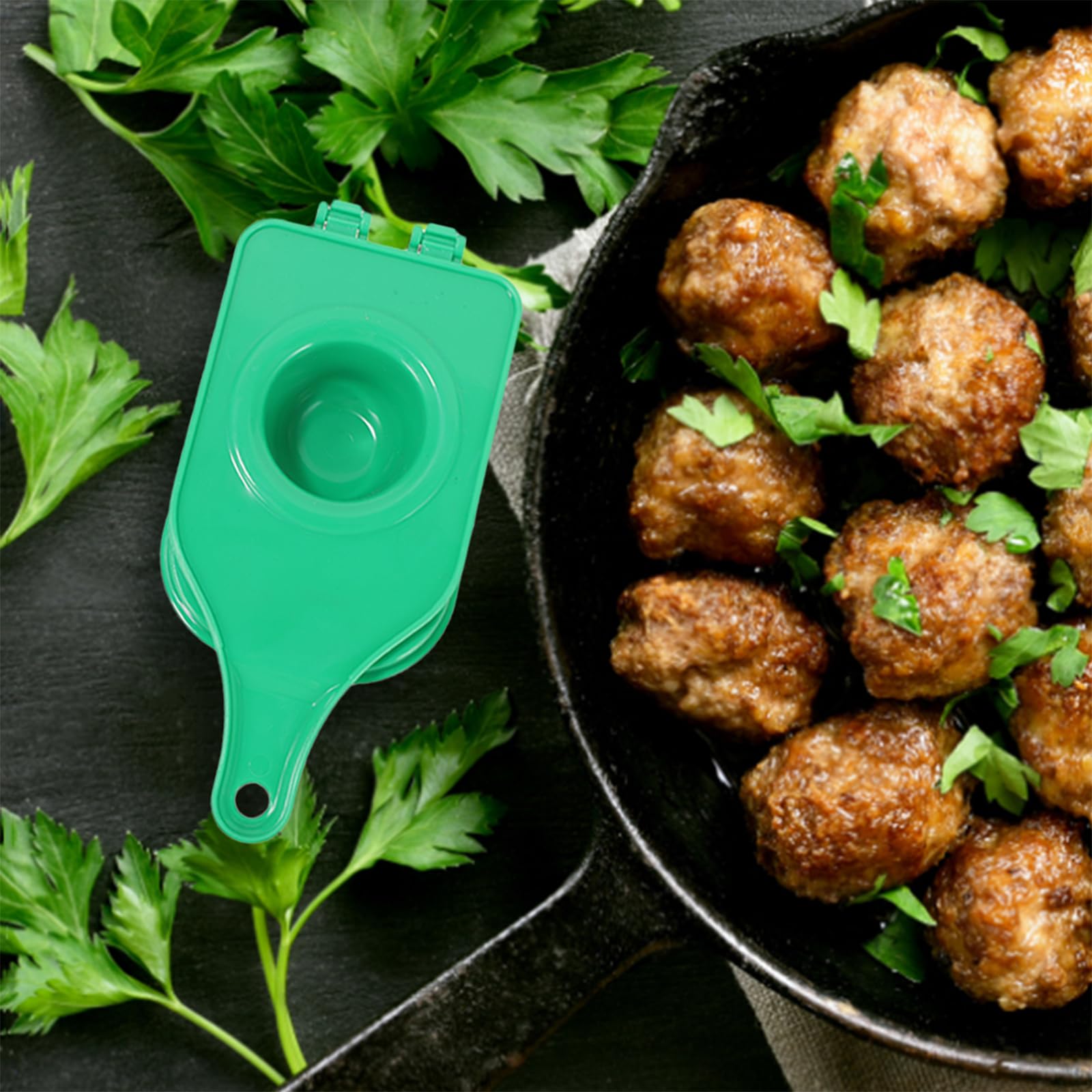 GANAZONO Mini Meatball Maker - Cake Ball & Rice Ball Scooper Tool - Plastic Meatballer Spoon & Tongs for Cooking - Portable Handheld Meat Making Mold - Perfect for Home Cooking, Meal Prep & Party Food Decoration