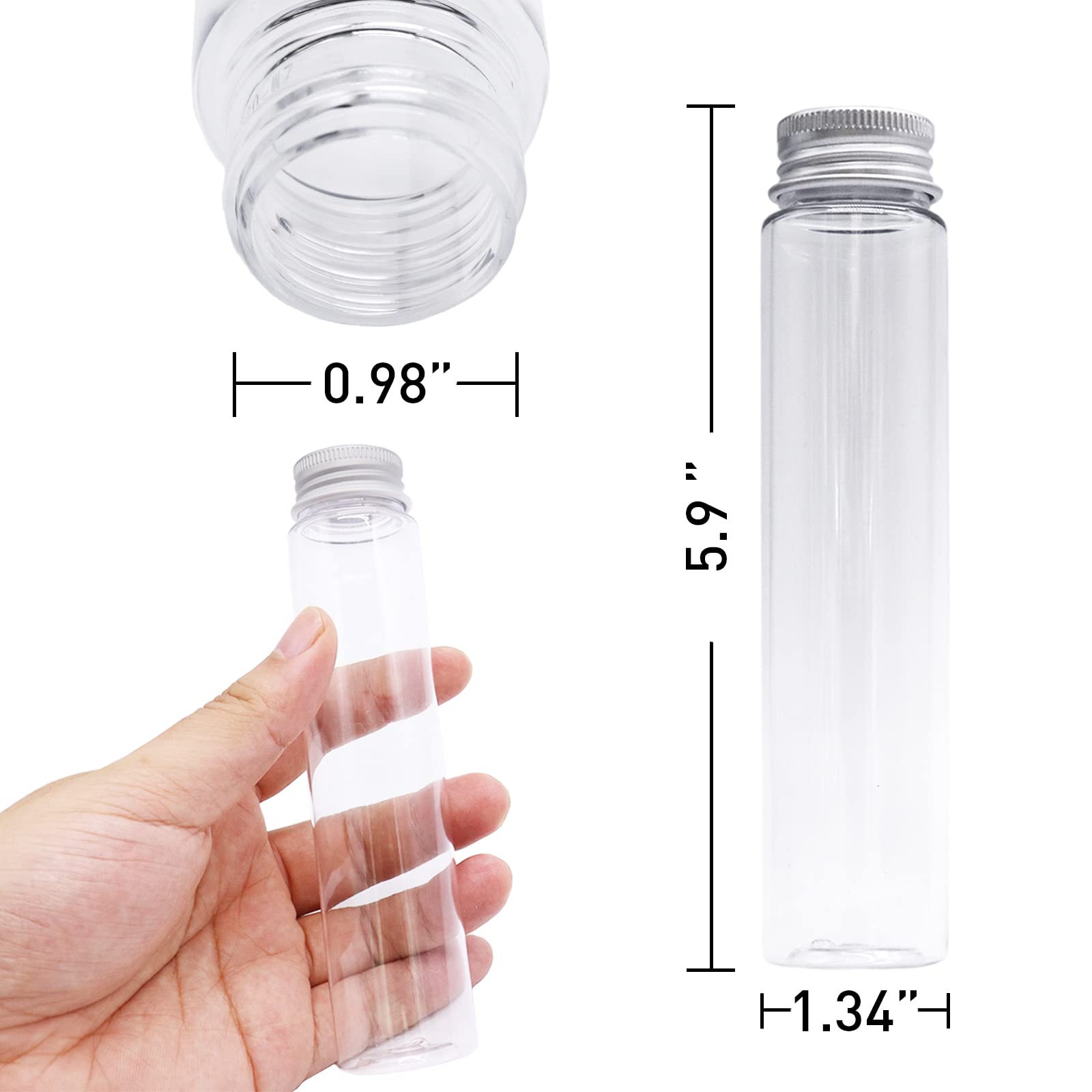 24 Pcs 115ml Clear Plastic Test Tubes with Caps - Flat Bottom Bath Salt Containers for Candy Storage, Gumball Dispensing, Plant Propagation & Jewelry Organizing - Perfect for DIY Crafts, Science Experiments & Party Favors