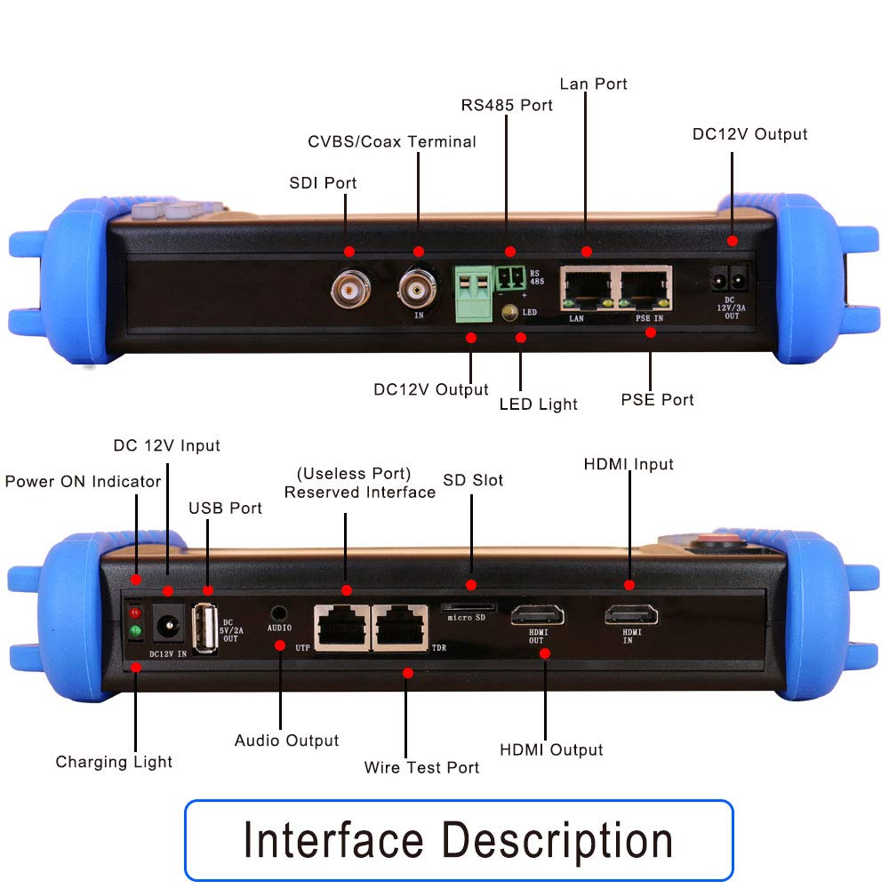 Professional Security Camera Tester for IP, HD & Analog Cameras - SDI Input, Power Supply & Network Cable Testing | Ideal for CCTV Installations & Surveillance System Maintenance