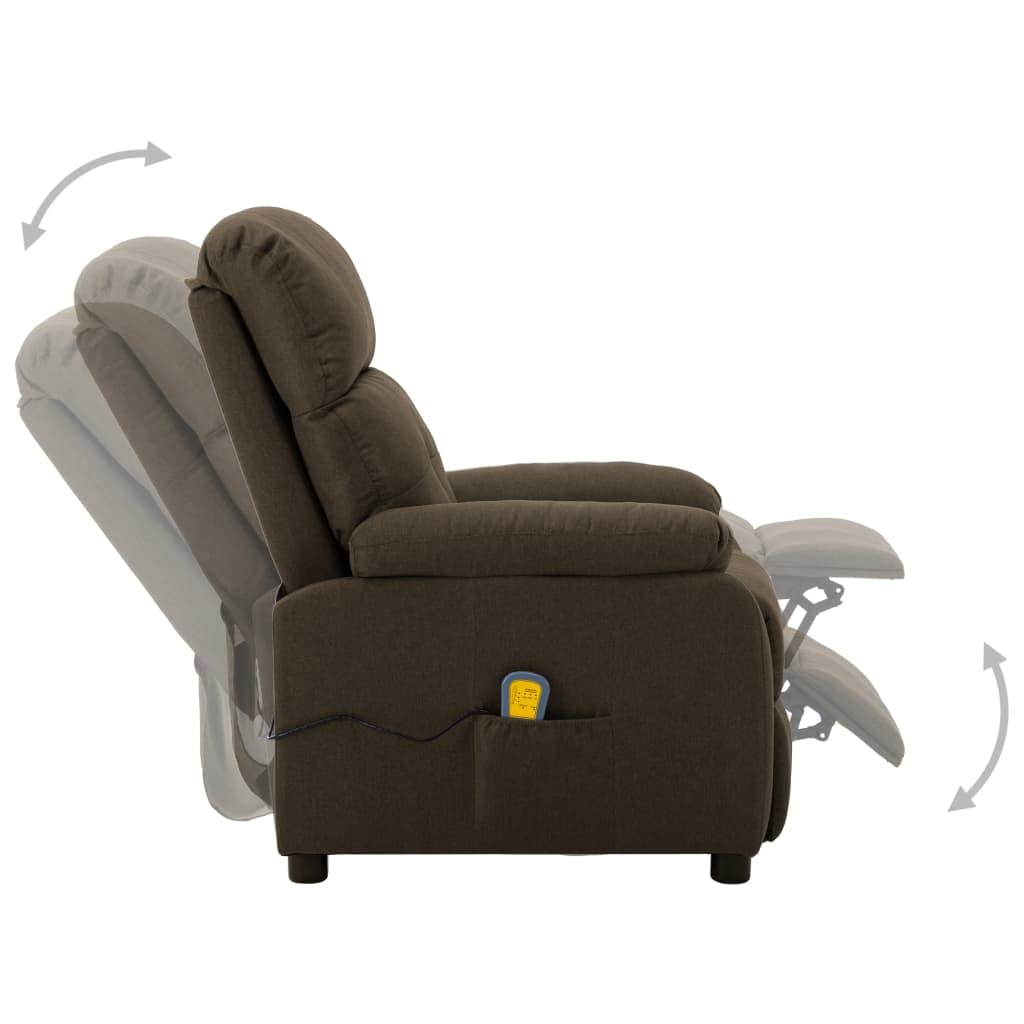 6-Level Massage Recliner Chair - Brown Fabric Lounge Chair for Living Room, Bedroom & Office - Ergonomic Accent Chair with Adjustable Massage Functions - Perfect for Relaxation, Home Decor & Reception Areas
