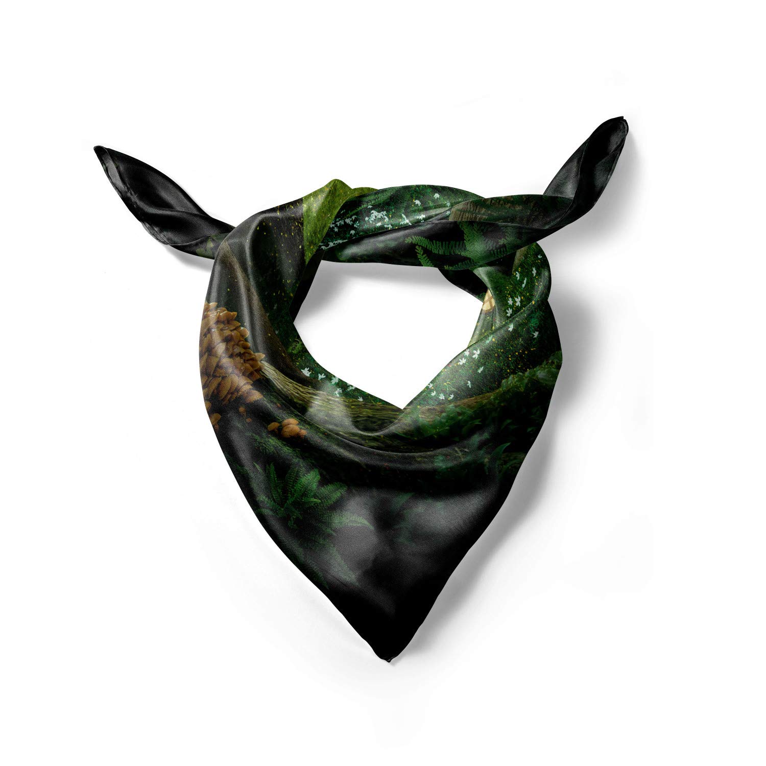 Ambesonne Green Hair Scarf - Surreal Forest Print Head Wrap for Women, Boho Style Fashion Accessory, Perfect for Outdoor Activities, Yoga, and Beach Wear