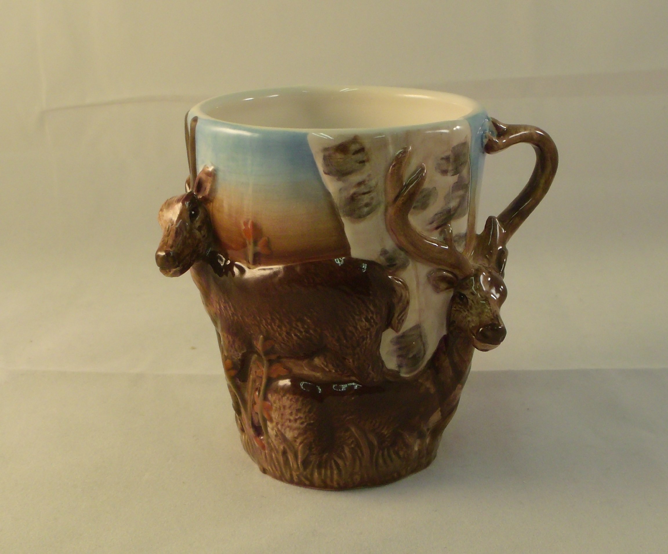 Handmade Sculpted Ceramic Deer Mug - 10 Oz Coffee Cup with Handle - Unique Animal-Themed Drinkware for Tea, Hot Chocolate & Gifts - Perfect for Home, Office & Cozy Winter Mornings
