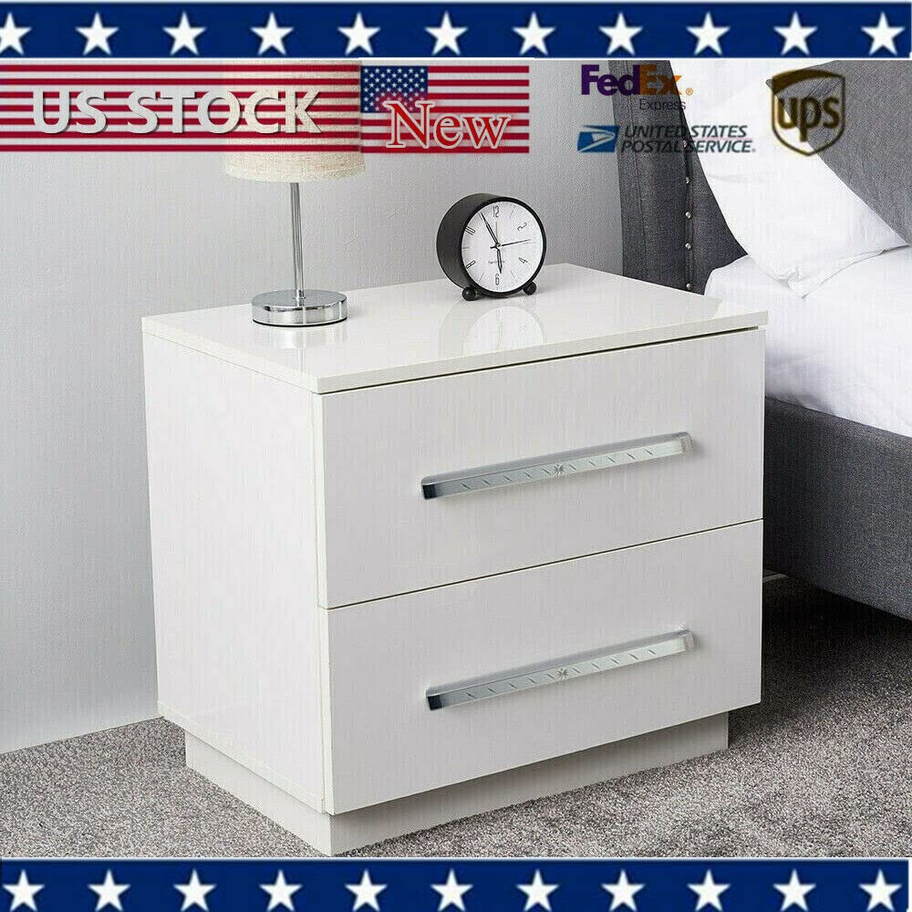 2-Drawer Nightstand Bedside Table with Storage - Modern Bedroom Furniture in Light Yellow - Perfect for Small Spaces, Apartments & Guest Rooms