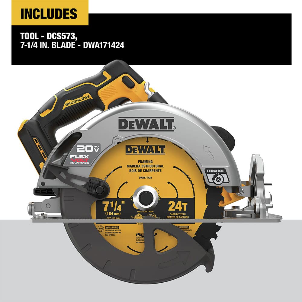 DEWALT 20V MAX Cordless Circular Saw (Tool Only) - Perfect for Woodworking, DIY Projects, and Professional Construction