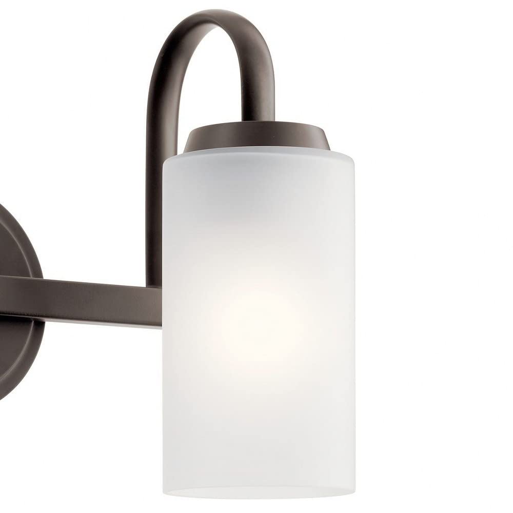 Kichler Kennewick 2-Light Black Vanity Light with Etched Glass - Perfect for Bathroom, Dressing Room & Bedroom Makeup Area Lighting