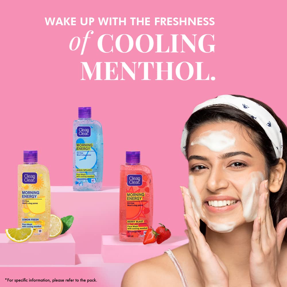 Clean & Clear Morning Energy Lemon Fresh Facial Cleanser - 100ml for Oily & Acne-Prone Skin | Refreshing Morning Skincare Routine