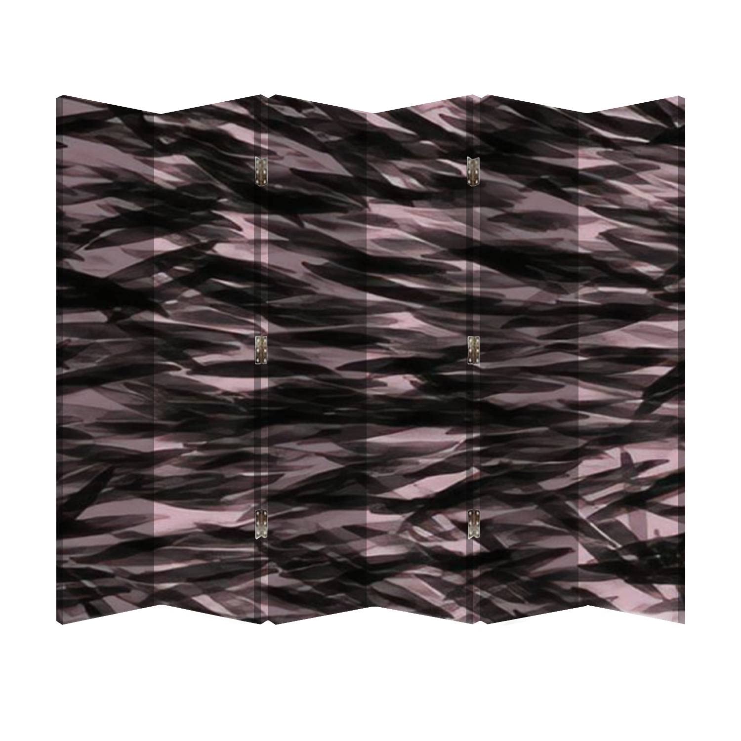 6 Panel Wooden Folding Room Divider Screen - Abstract Oriental Fabric Design with Colorful Print | Privacy Partition for Office, Home & Bedroom | Perfect for Room Separation, Decoration & Space Organization