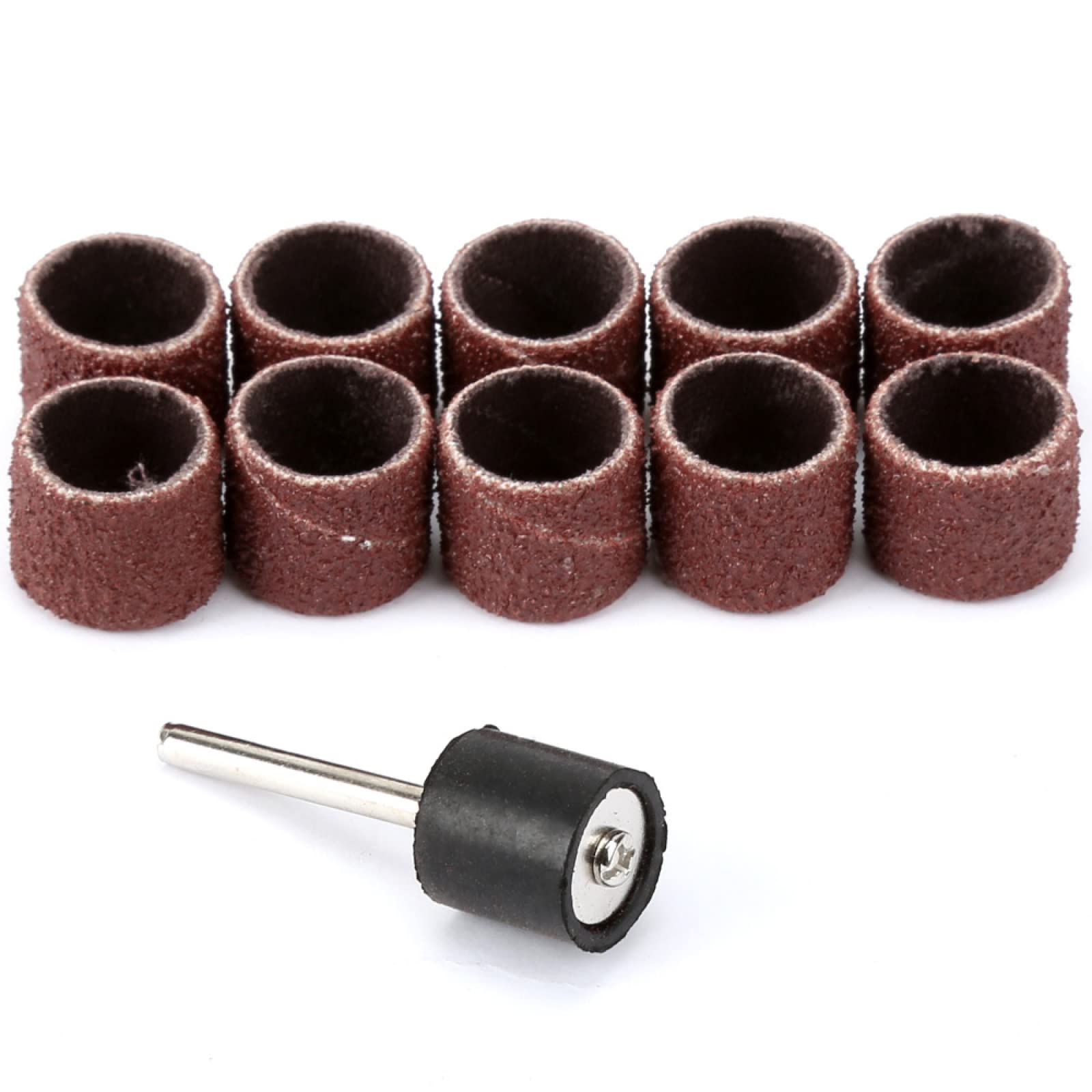 80 Grit 12.5mm Sanding Bands 10Pcs with 3.17mm Drum Mandrel - Rotary Tool Accessories for Nail Drilling, Wood Sanding & Metal Polishing - Perfect for DIY Projects, Crafts & Professional Use