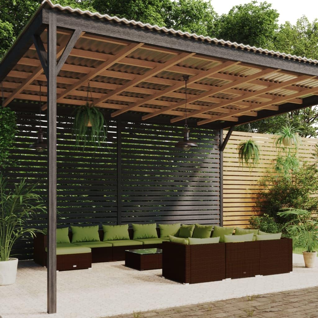 13 Piece Patio Lounge Set in Brown Poly Rattan - Modular Outdoor Furniture with Cushions, Durable Steel Frame & Lightweight Design for Easy Setup - Perfect for Garden, Backyard, Poolside & Terrace Relaxation