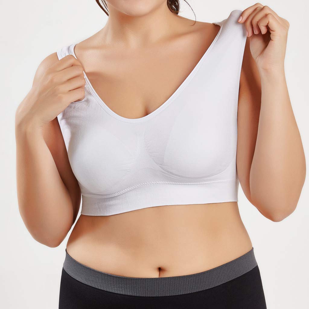 Plus Size Women's Sports Bras - Ultra-Thin Full Coverage Yoga Bra for Fitness & Workouts - Breathable Comfort in Pure White (XXXXL) - Perfect for Gym, Running, and High-Intensity Training