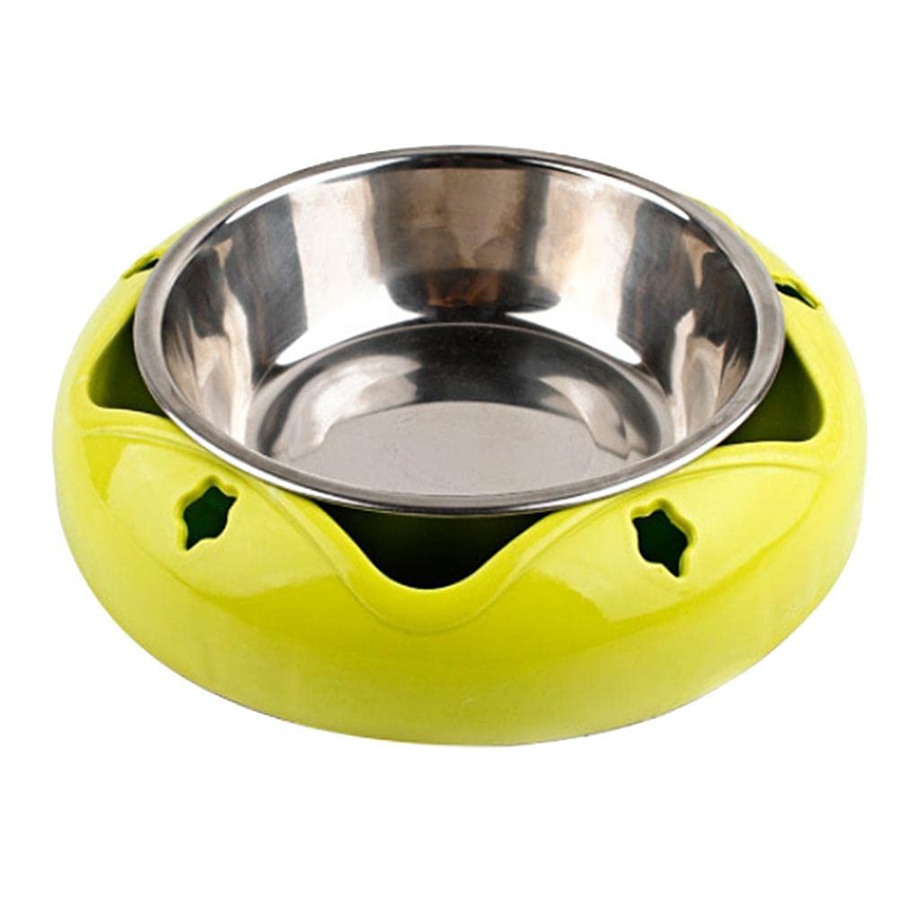 Stainless Steel Pet Bowl for Dogs & Cats - Non-Slip Travel Food Dish for Puppy Outdoor Feeding - Durable Yellow Pet Food Container | Perfect for Home, Travel, Camping & Hiking