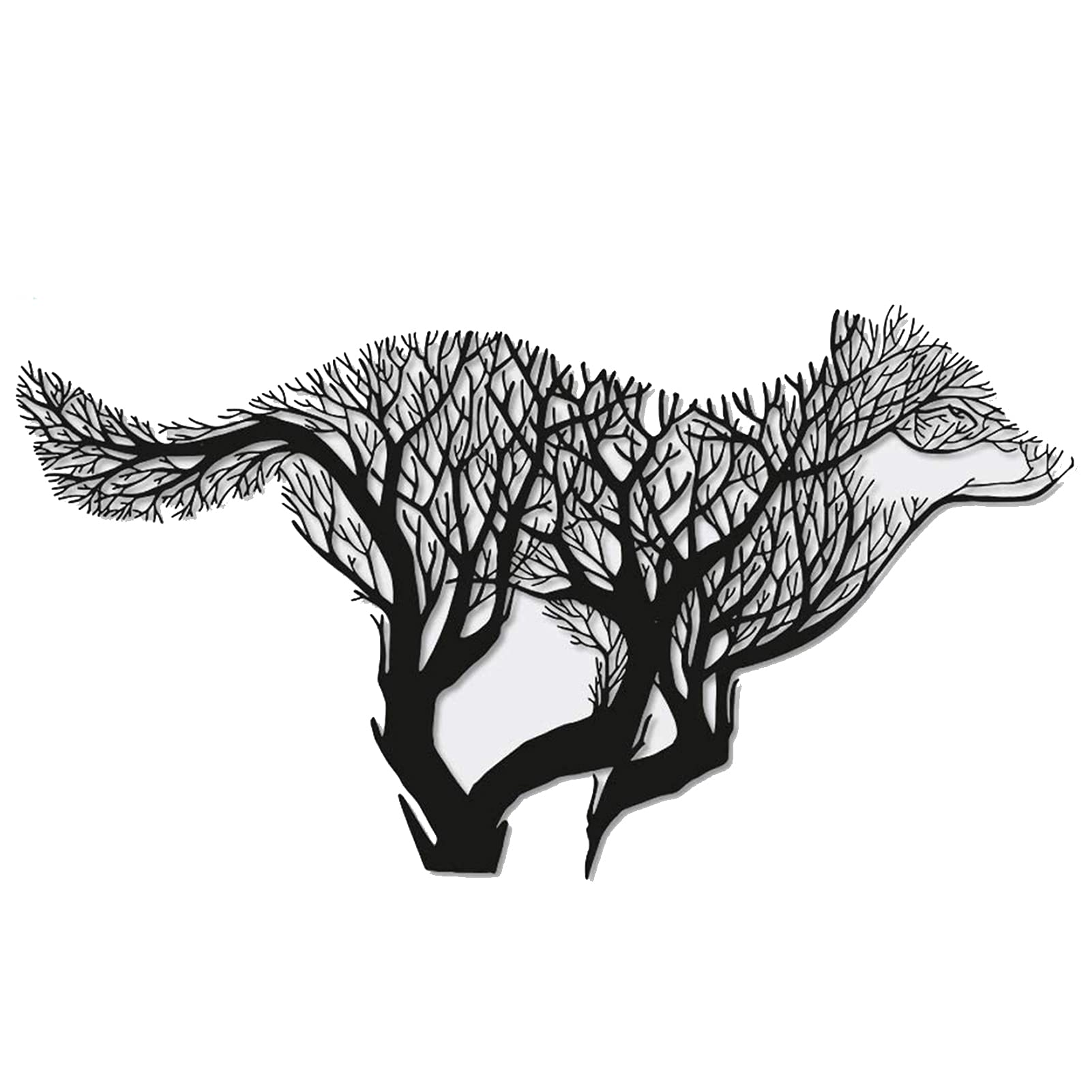 Ylight Metal Wolf Wall Art - Contemporary Iron Wolf Sculpture Decor for Home, Kitchen, Office, Porch & Patio - 43x20 Inches - Perfect for Rustic, Modern & Cabin Decor