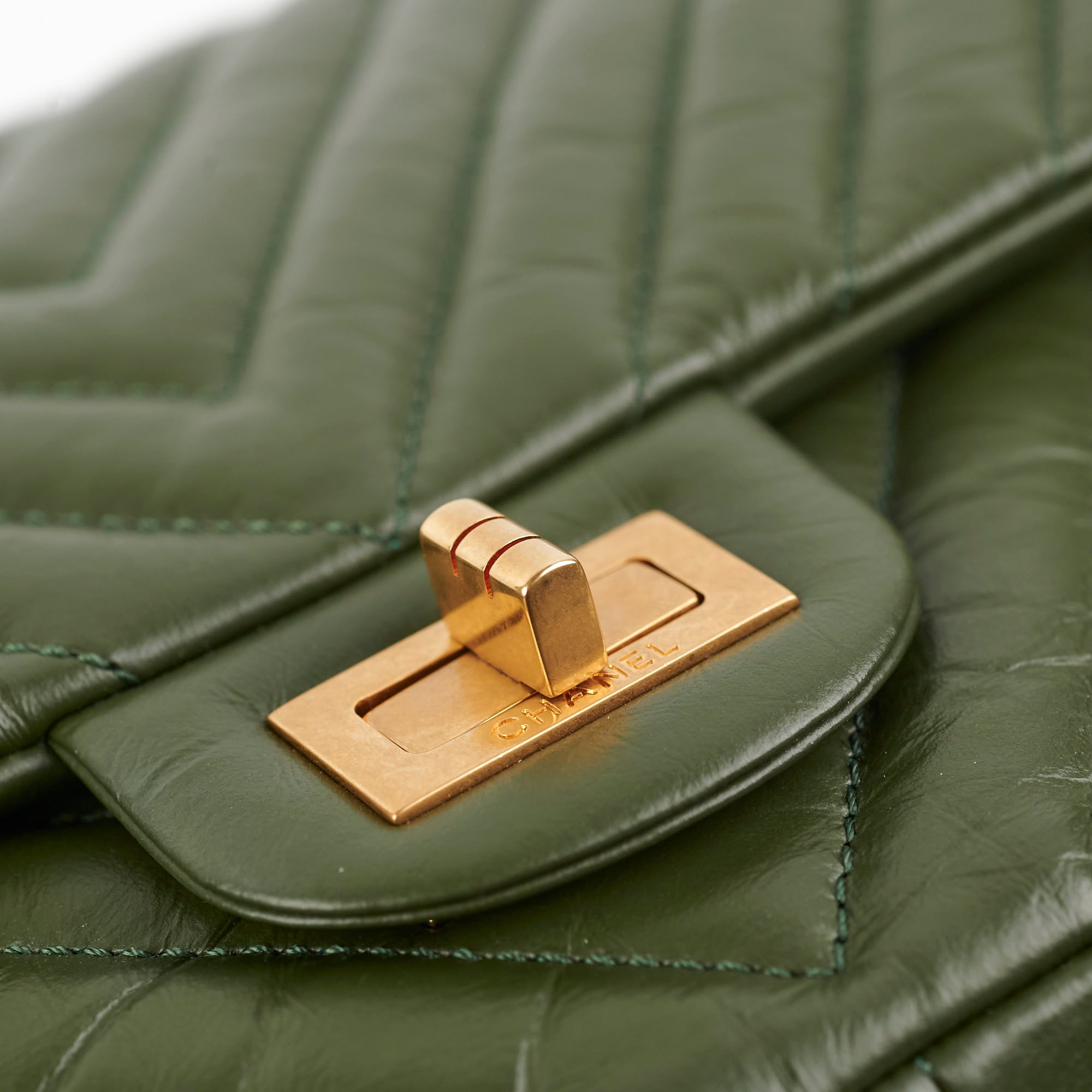 Chanel Reissue 226 Calfskin Khaki Handbag - Classic Flap Bag with Gold Chain - Luxury Leather Shoulder Bag for Women | Perfect for Work, Evening Events & Daily Use