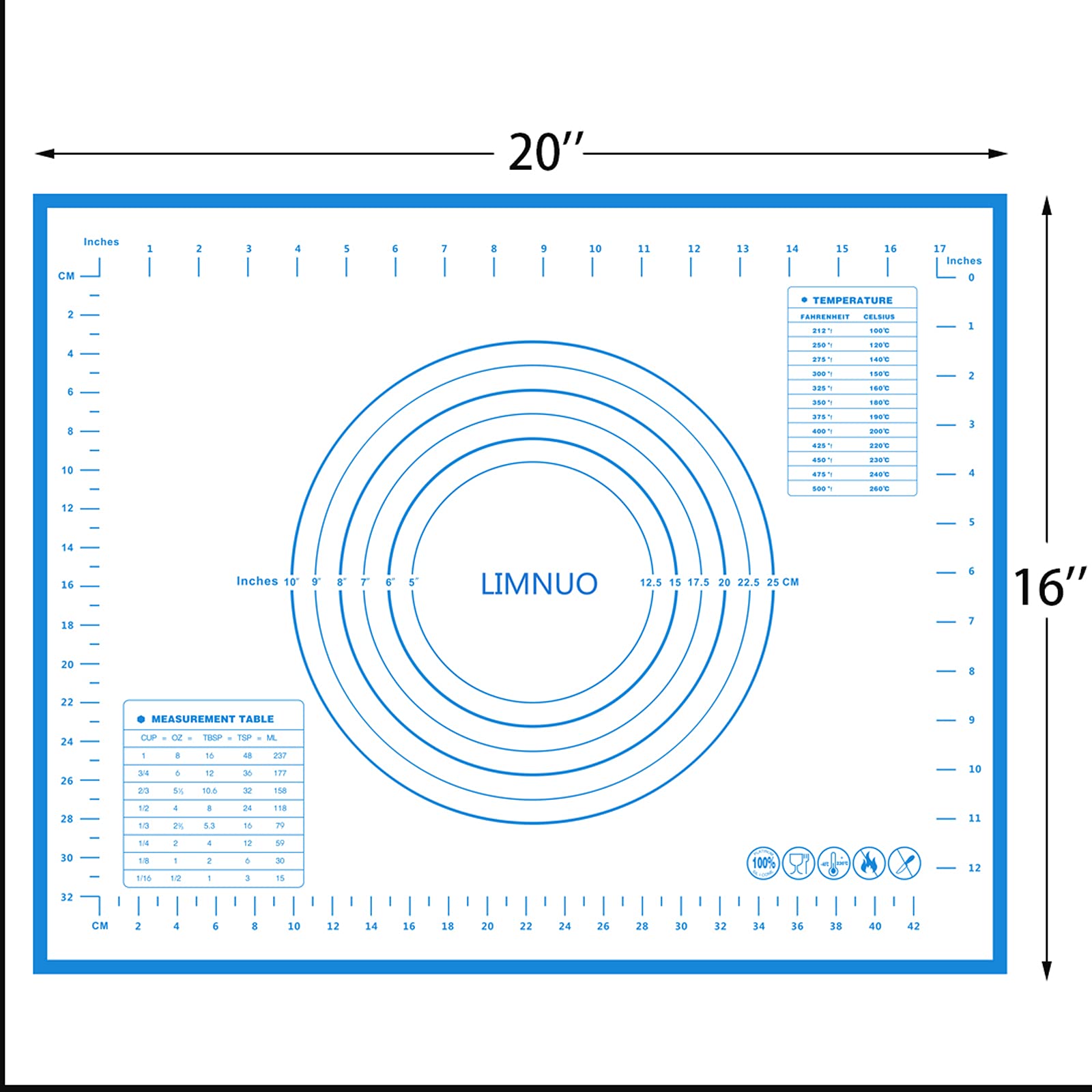 LIMNUO Non-Stick Silicone Baking Mat - Extra Thick 20