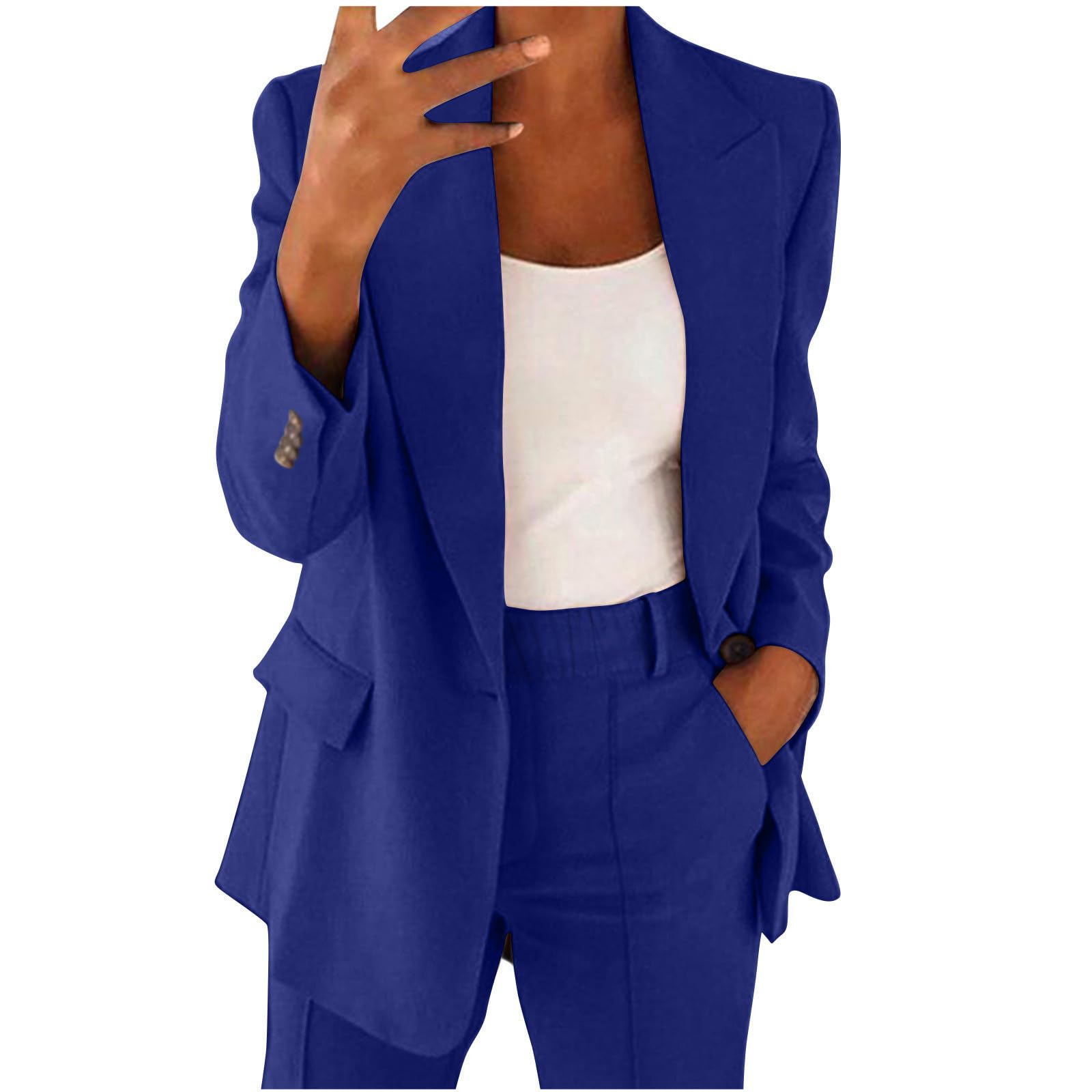 Stylish Women's 2-Piece Blazer Suit Set - Trendy Business Casual Outfit with Jacket & Pants for Office, Lounge & Fall Fashion | Professional Workwear & Chic Evening Looks