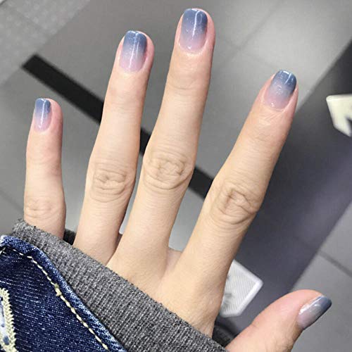Poliphili 24Pcs Glossy Gradient Press On Nails - Short Square Acrylic Fake Nails with Full Coverage (Purple Pink Ombre) | Perfect for Parties, Weddings & Everyday Wear