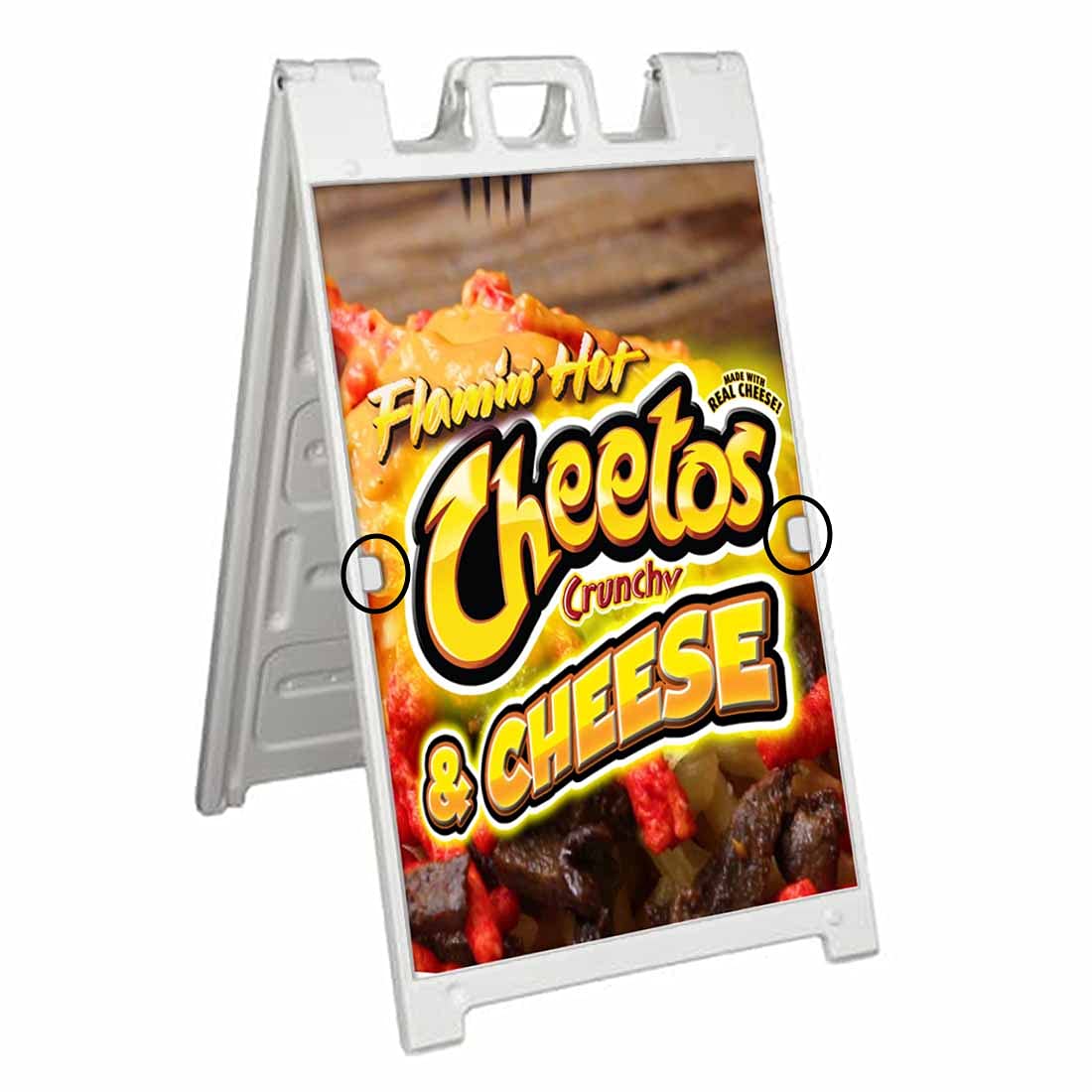Hot Cheese Snack Deluxe A-Frame Signicade 24x36 Inches with 2 Removable Panels & Stand - Perfect for Restaurants, Food Trucks, and Snack Bars