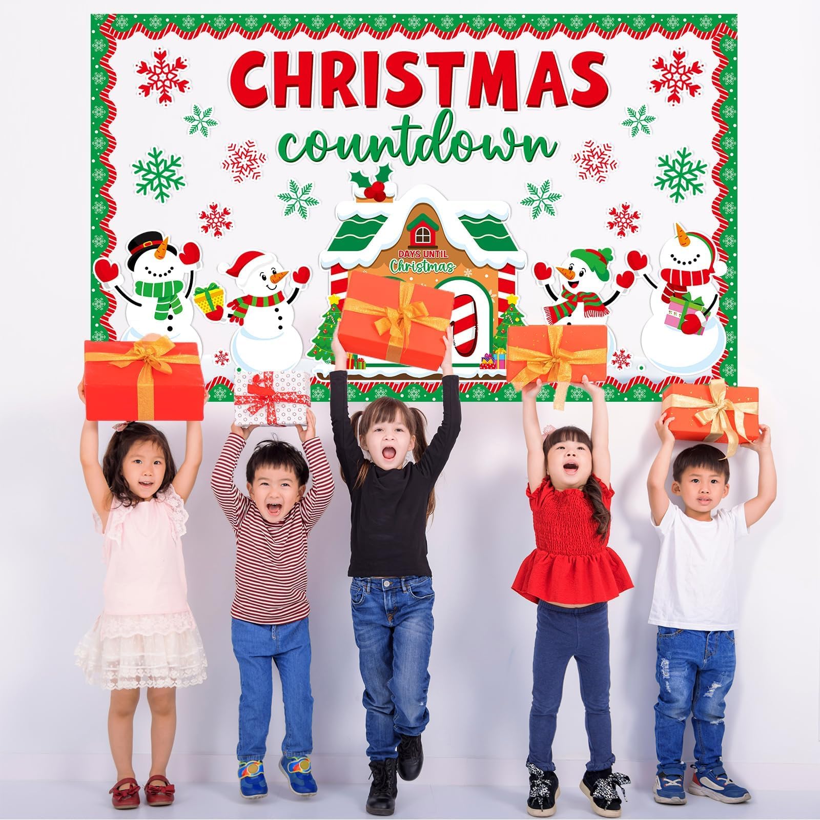Merry Christmas Bulletin Board Decorations - Winter Snowman Paper Cutouts & Countdown Set for Classroom, School Door, Home Wall Decor | Holiday Party, Office Decor, Winter Festival Decorations