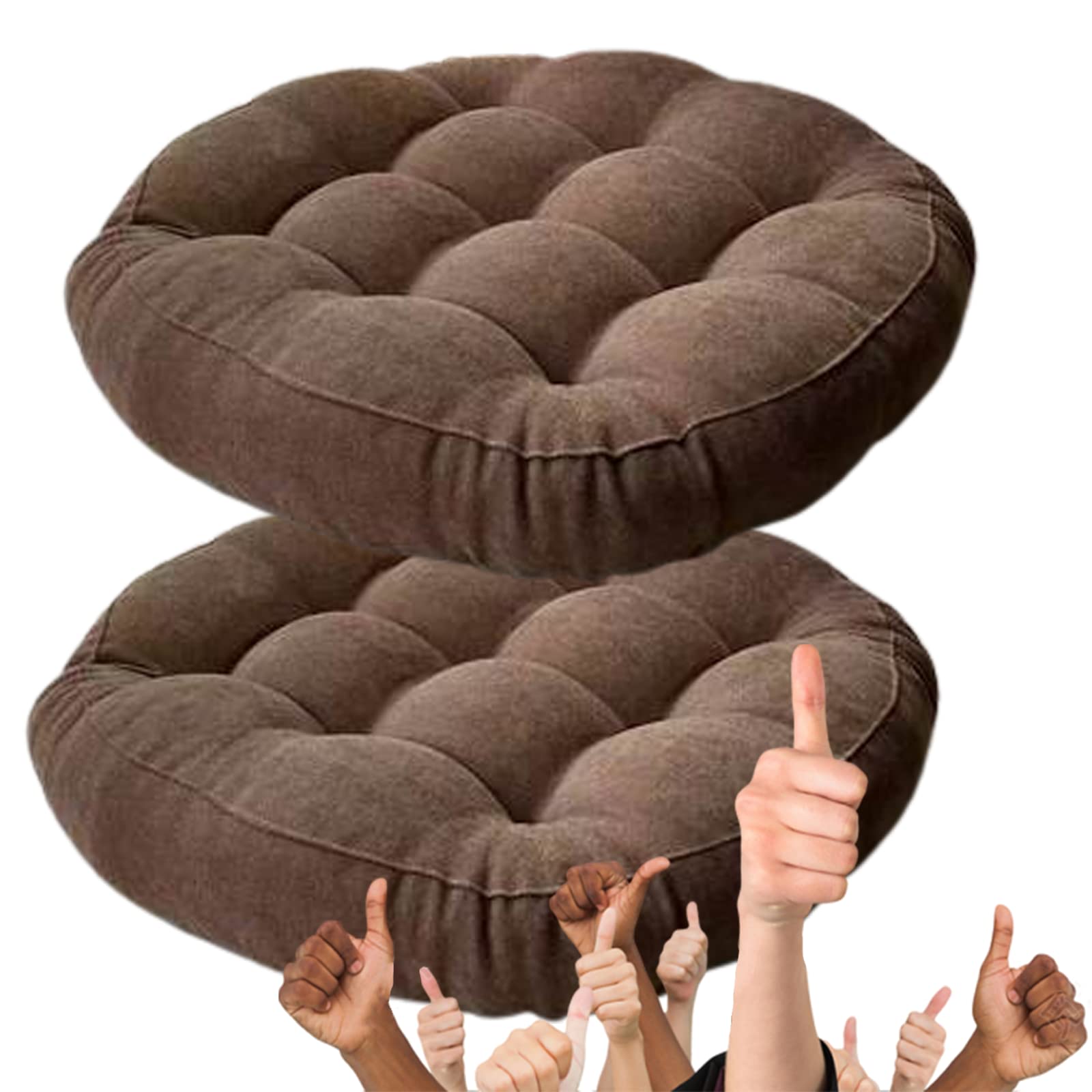 Premium Round Seat Cushions Set of 2 - 18 Inch Floor Pillows for Indoor & Outdoor Use - Comfortable Chair Pads for Living Room, Dining Room, Office, Patio - Home Decor Accent Pillows (Coffee Brown) - Perfect for Lounging, Meditation & Extra Seating