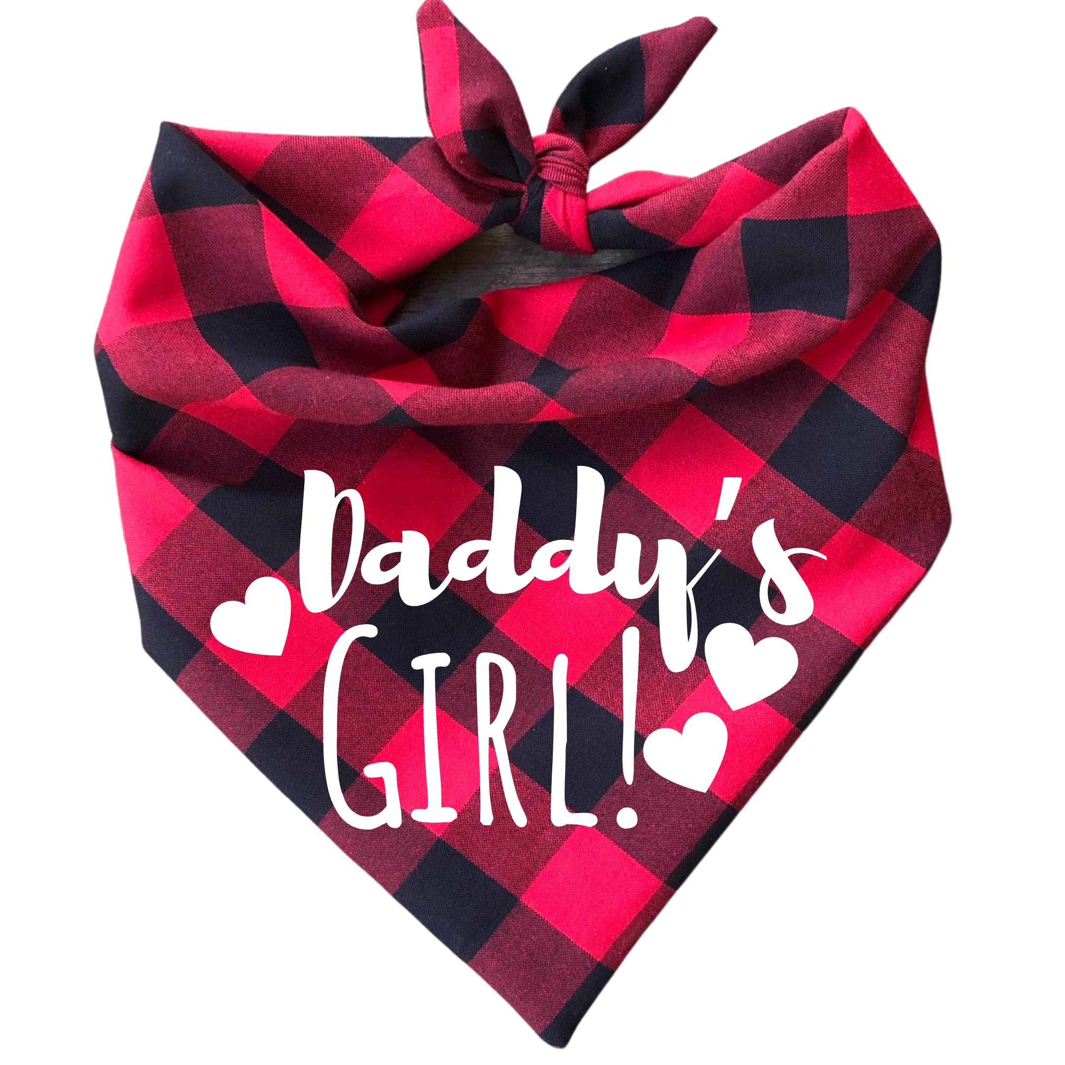 Valentine's Day Dog Bandana - Daddy's Girl Red Plaid Large Pet Bandana for Dogs - Perfect for Valentine's Gifts, Photo Shoots & Holiday Outfits