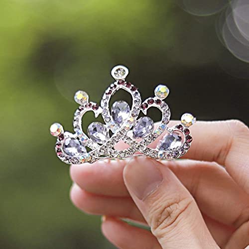 **Elegant Floral Wedding Hair Comb - Bridal Tiara & Princess Crown for Flower Girls, Birthday Gifts (Purple) | Perfect for Weddings, Pageants & Special Occasions**