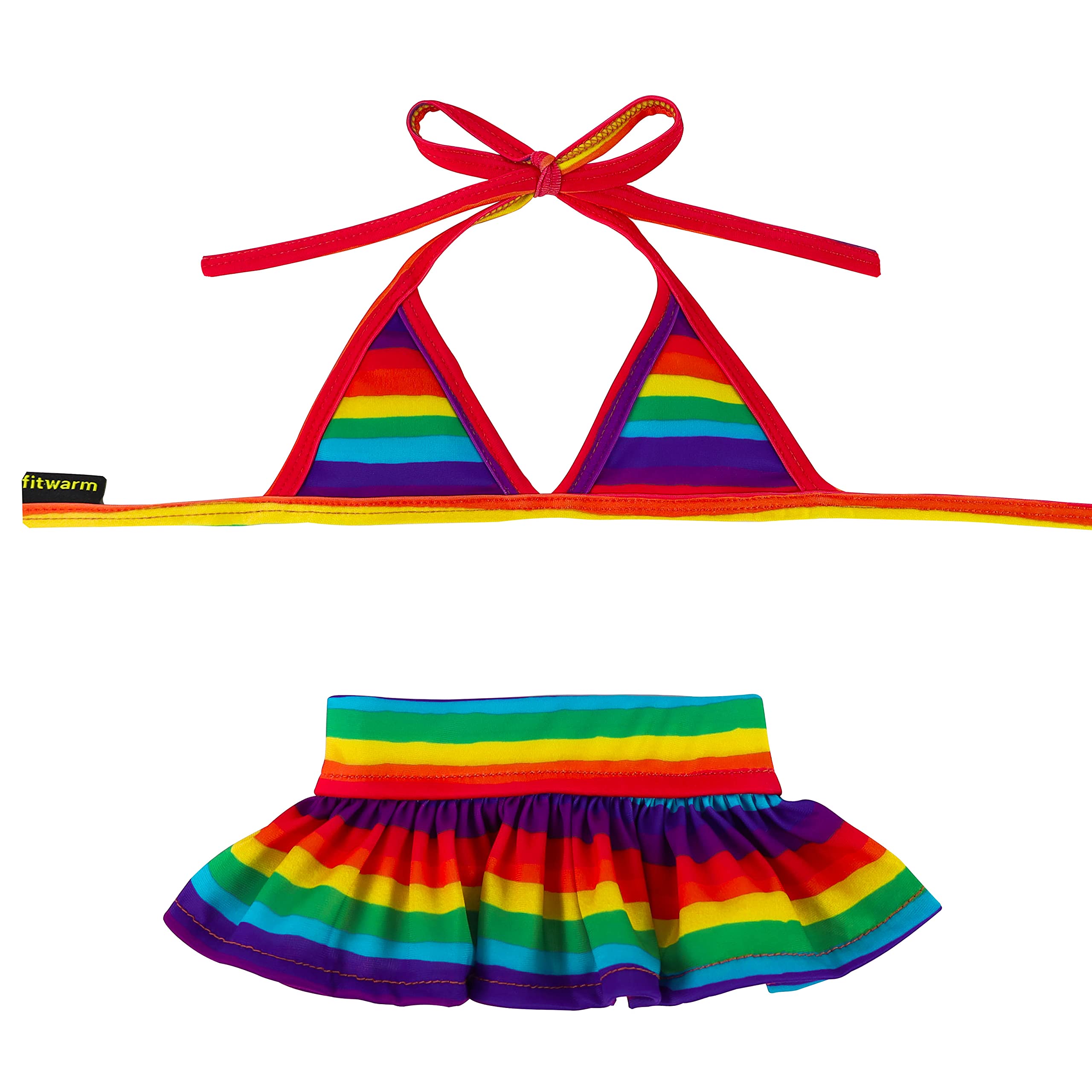 Fitwarm Leopard Rainbow Dog Bikini Swimsuit - Cute Pet Bathing Dress for Puppies & Cats - Summer Beach Outfit for Small Dogs | Perfect for Pool Parties & Beach Vacations