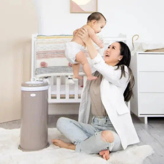 Ubbi Steel Diaper Pail - Odor-Containing Baby Diaper Disposal System, Taupe Color | Perfect for Nursery, Daycare & Home Use