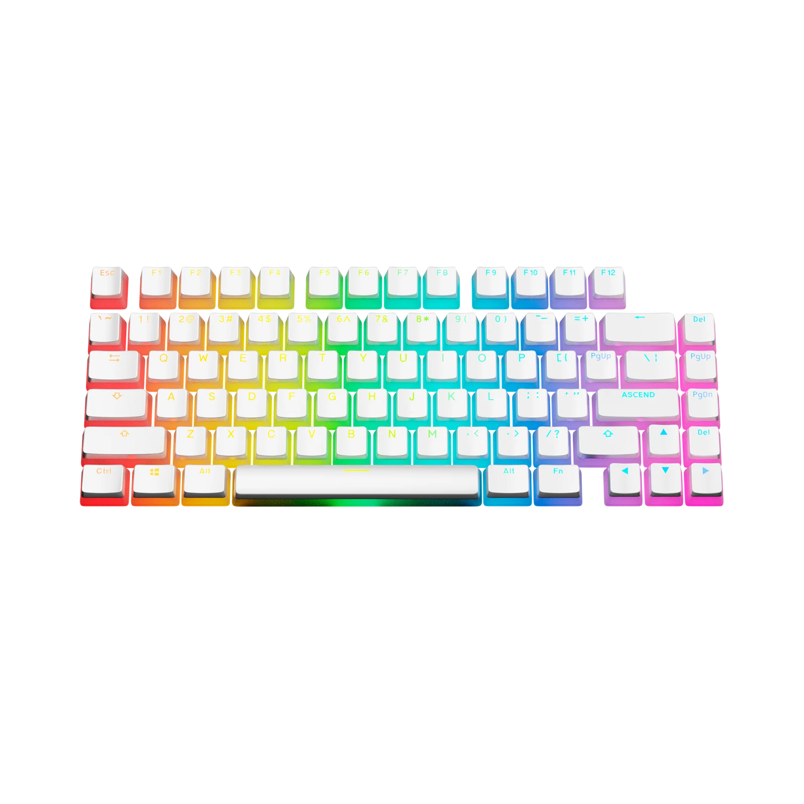 Aura V3 White Keycaps for Mechanical Keyboards - Premium PBT Keycap Set with Shine-Through Design for Gaming & Typing (US Layout) - Perfect for PC, Mac, and Office Workstations
