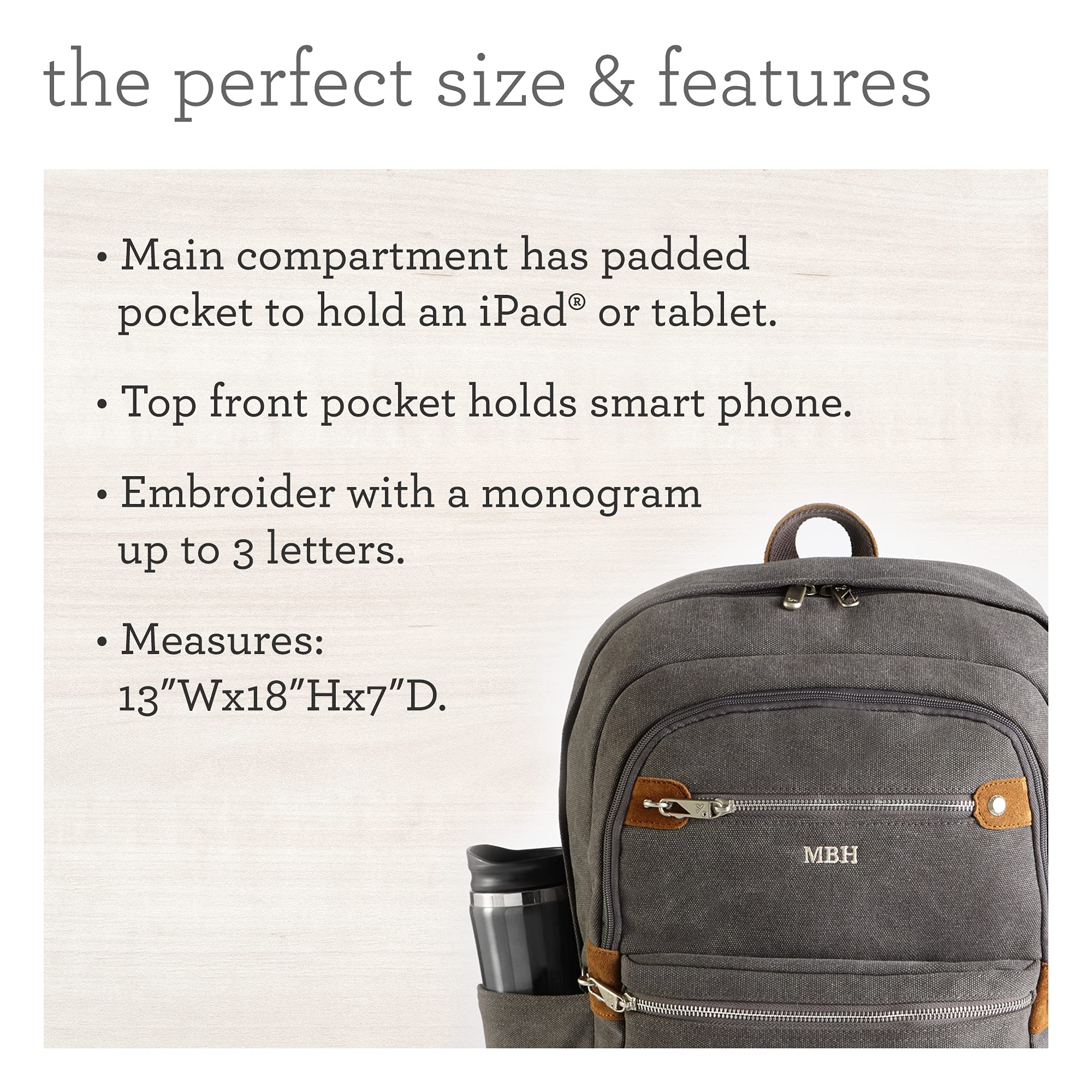 Custom Monogram Anti-Theft Travel Backpack - Waterproof Canvas & Suede Laptop Backpack for Women & Men - Perfect for Commuting, Business Trips & Airplane Carry-On