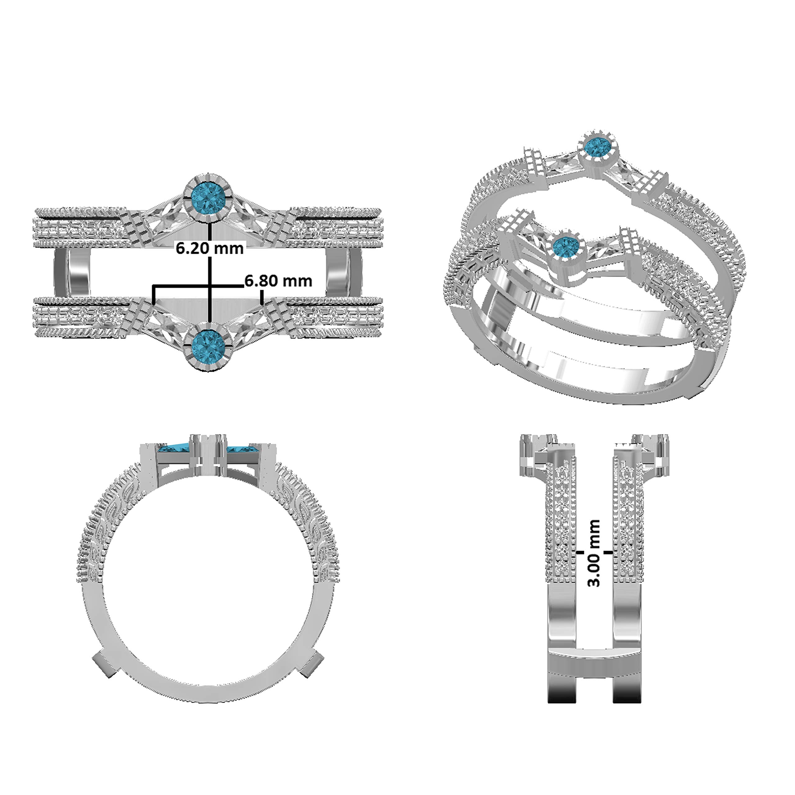 Dazzlingrock Collection 0.55 Carat Total Weight 18k White Gold & Blue Diamond Women's Anniversary Wedding Band Ring - Perfect for Bridal Stacking, Engagement Enhancer, or Special Occasion Jewelry Gift