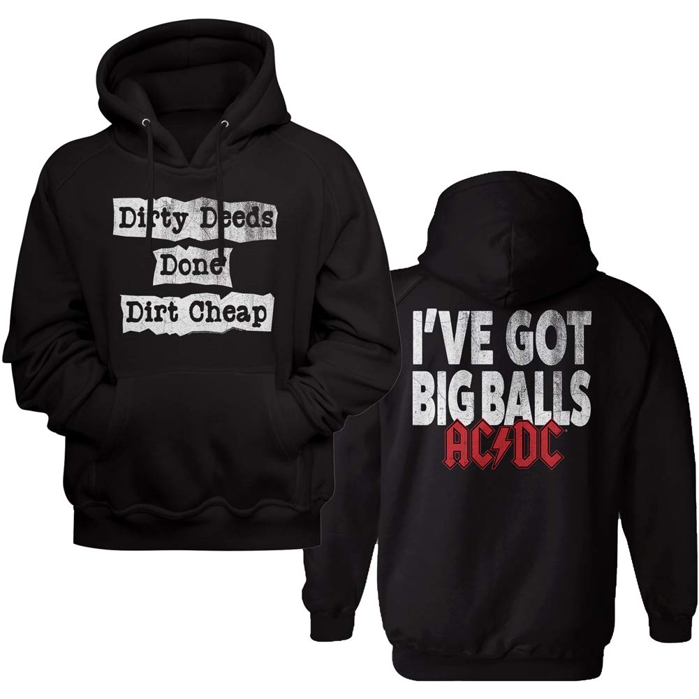 AC/DC Rock Band Dirty Deeds Done Dirt Cheap Album Graphic Hoodie - Long Sleeve Sweatshirt with Front & Back Print - Perfect for Concerts, Gifts & Casual Wear