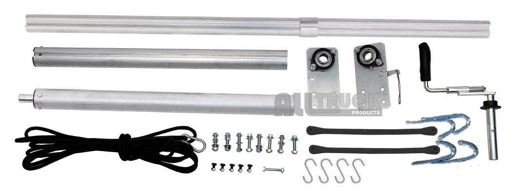 Heavy-Duty Aluminum Manual Truck & Trailer Tarp Kit with Hand Crank - 7'6