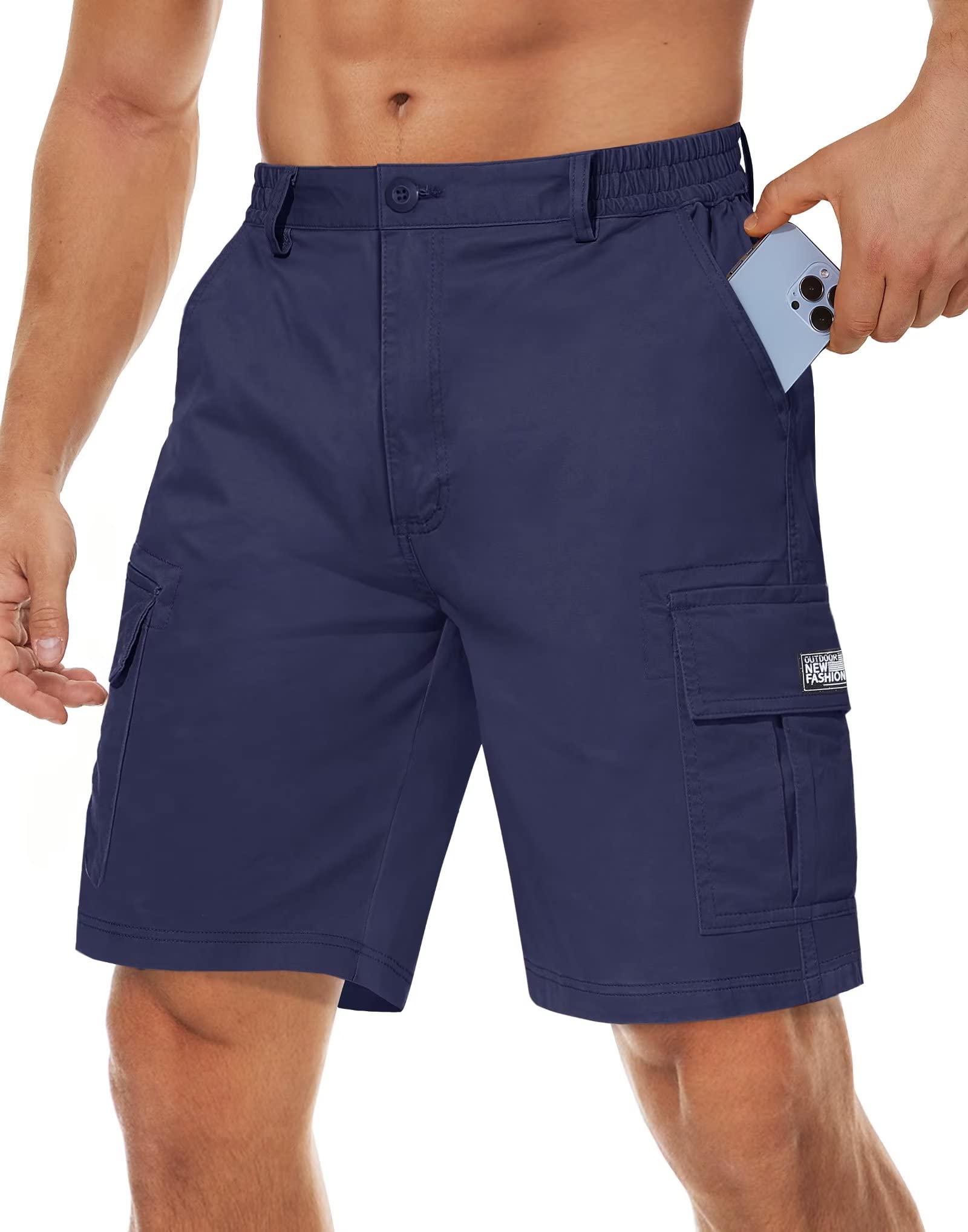 MAGCOMSEN Men's Cargo Shorts with 6 Pockets - Stretch Twill Above Knee Casual Work Shorts for Outdoor, Hiking, and Everyday Wear