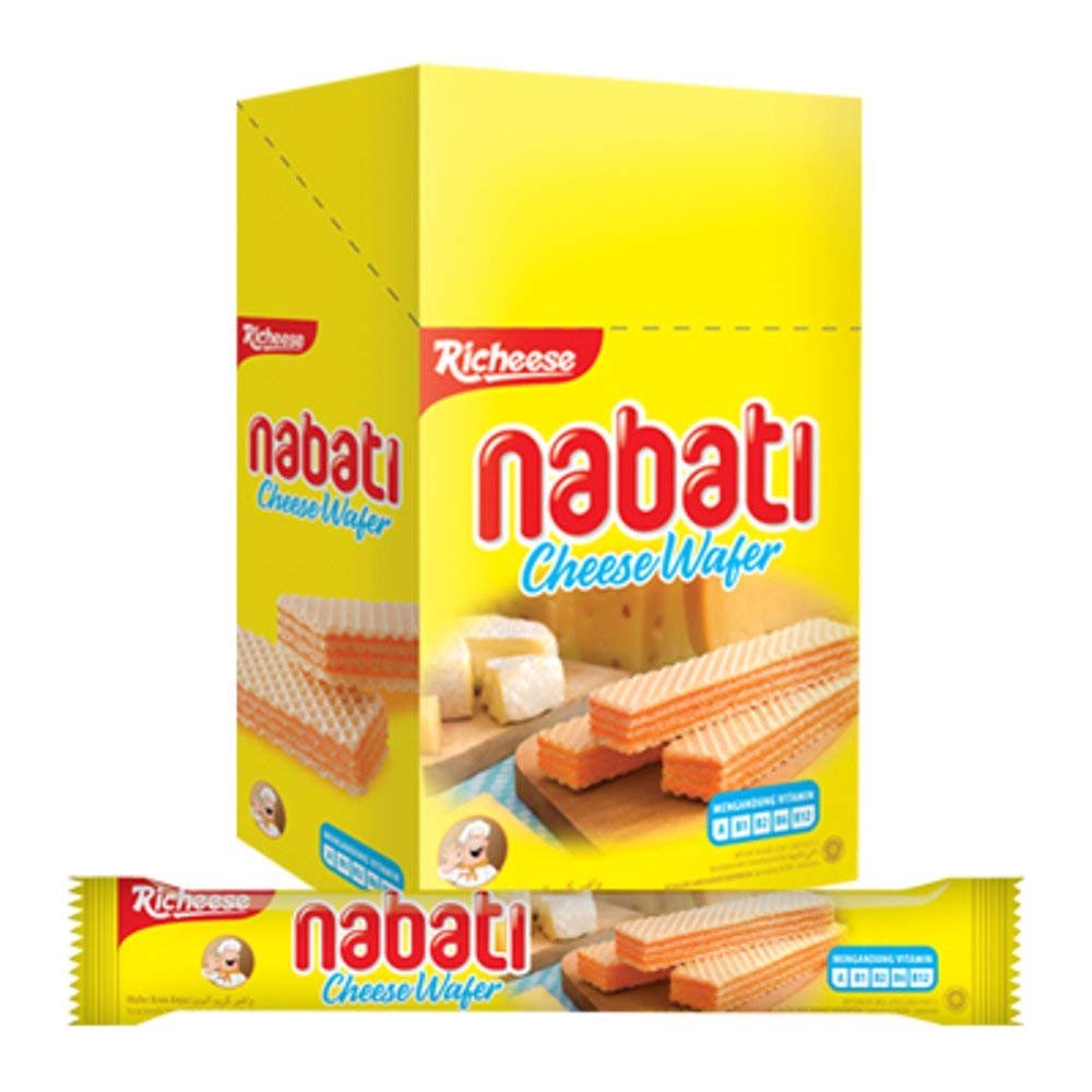 Richeese Nabati Cheese Wafer Snacks - 20 Piece Box (7g Each) | Delicious Indonesian Cheese Crackers | Perfect for Parties, School Lunches & Office Snacks