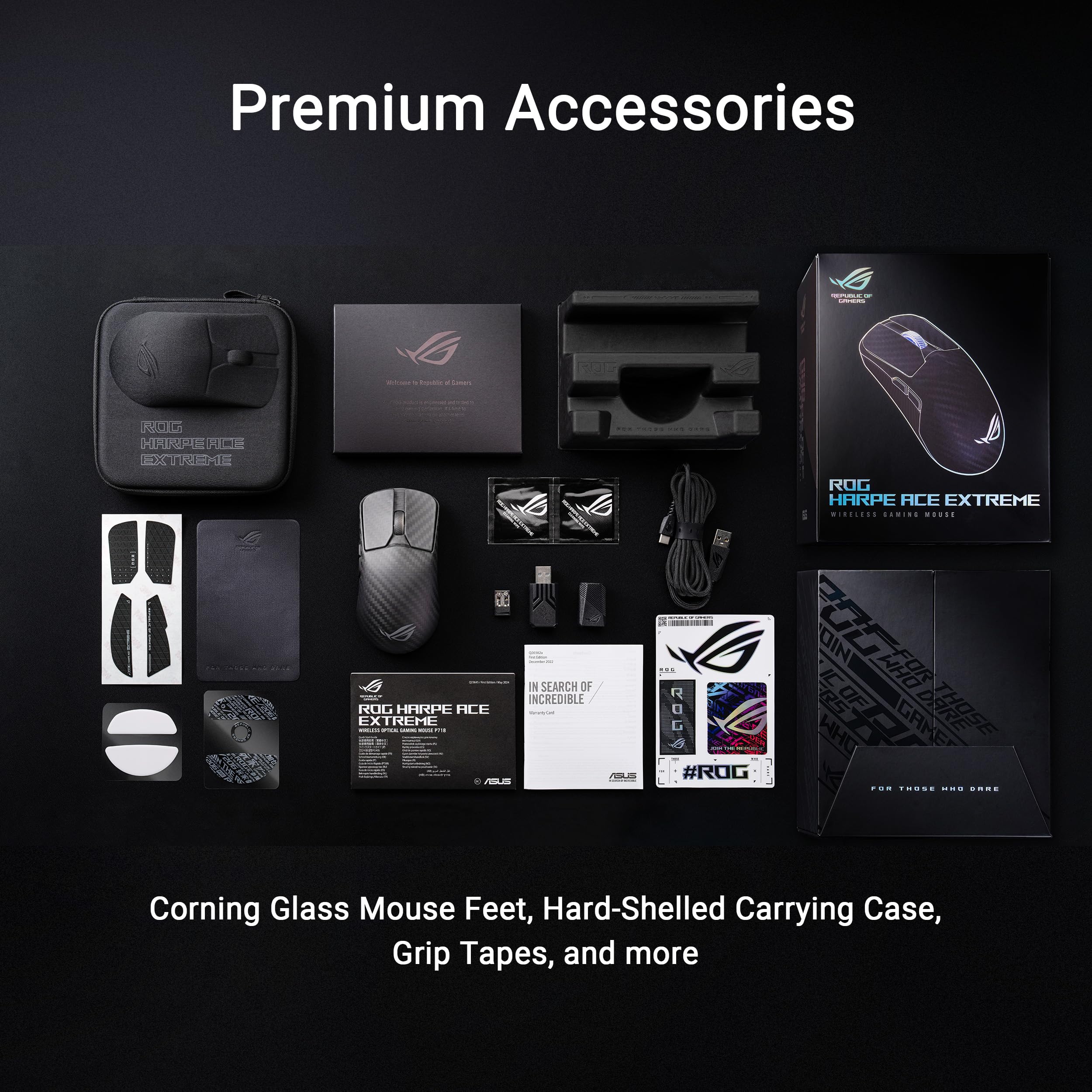 ASUS ROG Harpe Ace Extreme Wireless Gaming Mouse - Carbon Fiber Design, 47g Ultra Lightweight, 42K DPI AimPoint Pro Optical Sensor, Optical Micro Switches, ROG Polling Rate Booster - Perfect for Esports, FPS Gaming, and Professional Competitive Play (Black)