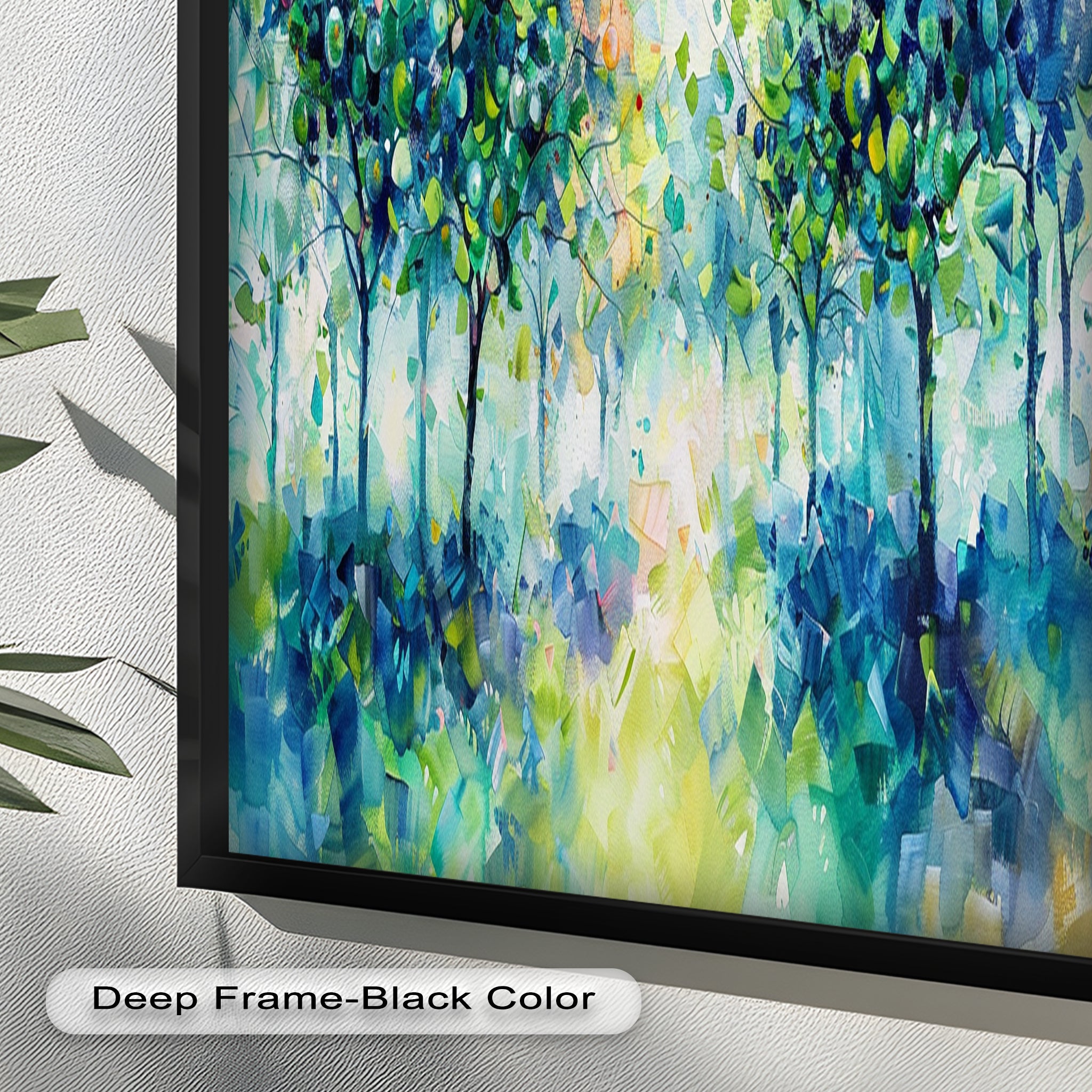 Blue & Green Forest Landscape Abstract Nature Oil Painting - Handmade Canvas Wall Art for Living Room, Bedroom & Office Decor