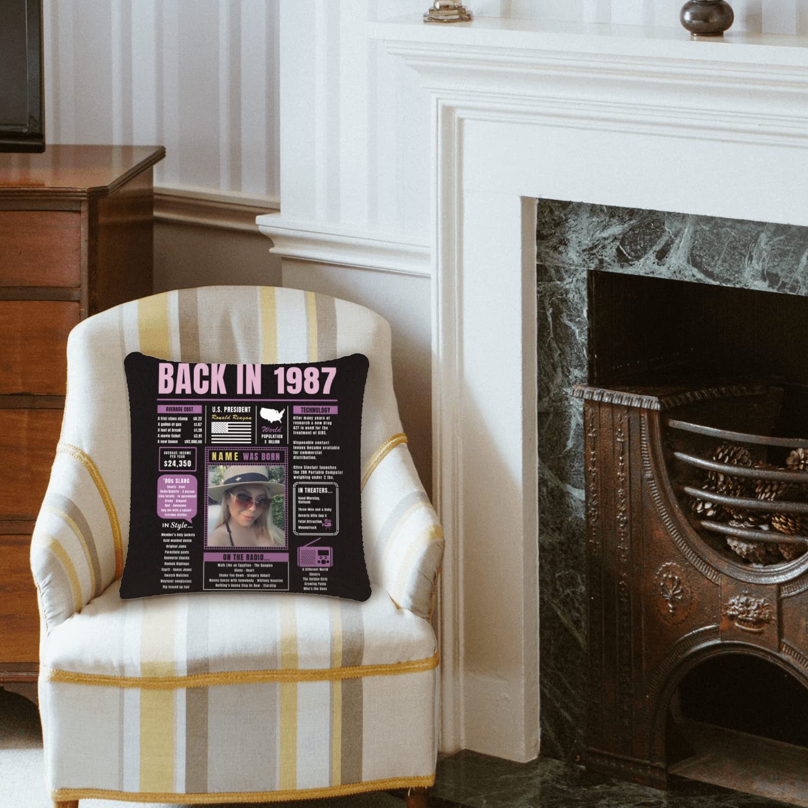 Custom 37th Birthday Throw Pillow for Women - Soft Purple 1987 Themed Sofa Pillowcase | Unique Birthday Gift for Men, Women, Boys & Girls | Perfect for Birthday Parties, Home Decor & Anniversary Celebrations