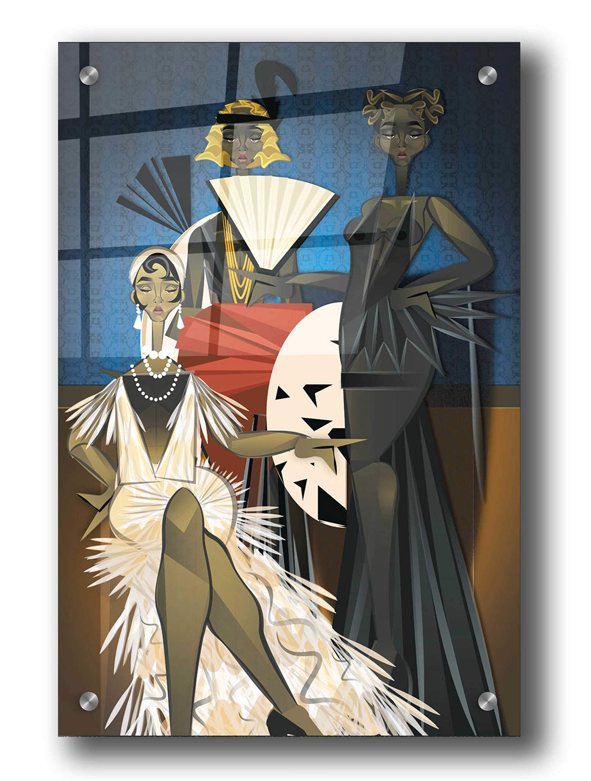 Epic 'Harlem Nights' Acrylic Glass Wall Art by Jaleel Campbell - 24x36 Inches Modern Black Artwork - Perfect for Living Room, Bedroom or Office Decor