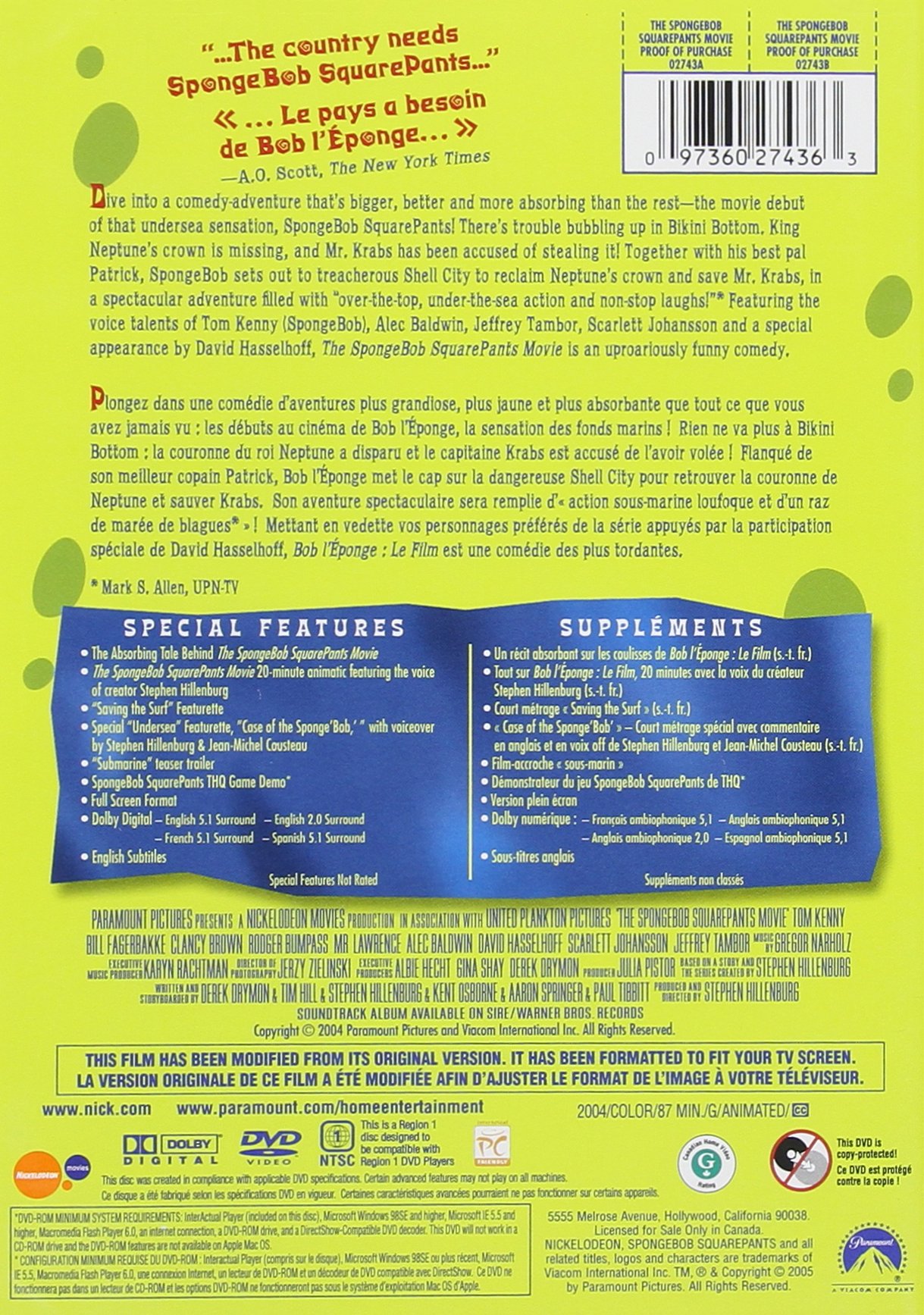 SpongeBob SquarePants The Movie - Full Screen Edition | Family Friendly Animated Comedy Film | Perfect for Kids Birthday Parties & Movie Nights